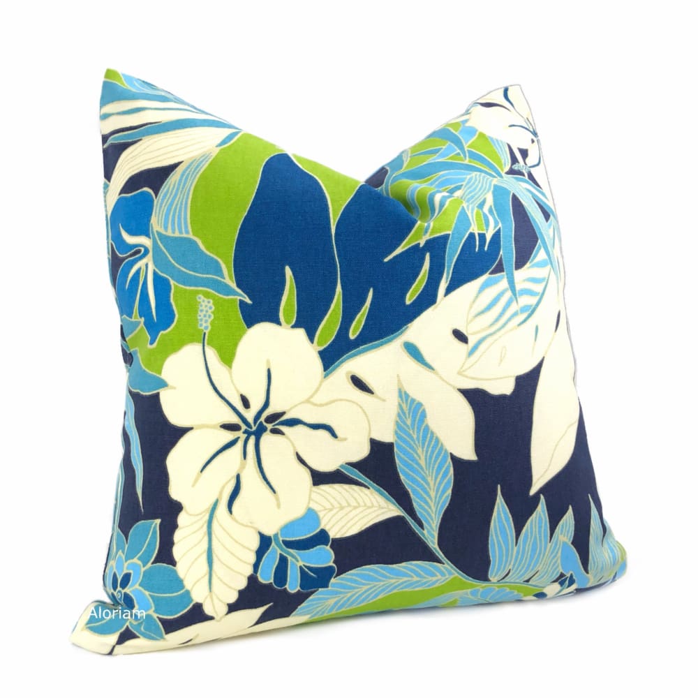 Fiji Blue Green White Tropical Floral Pillow Cover - Soft Decorative Throw Pillow Case for Sofa, Bed & Home Decor - Perfect for Beach House, Boho & Coastal Style Living Rooms