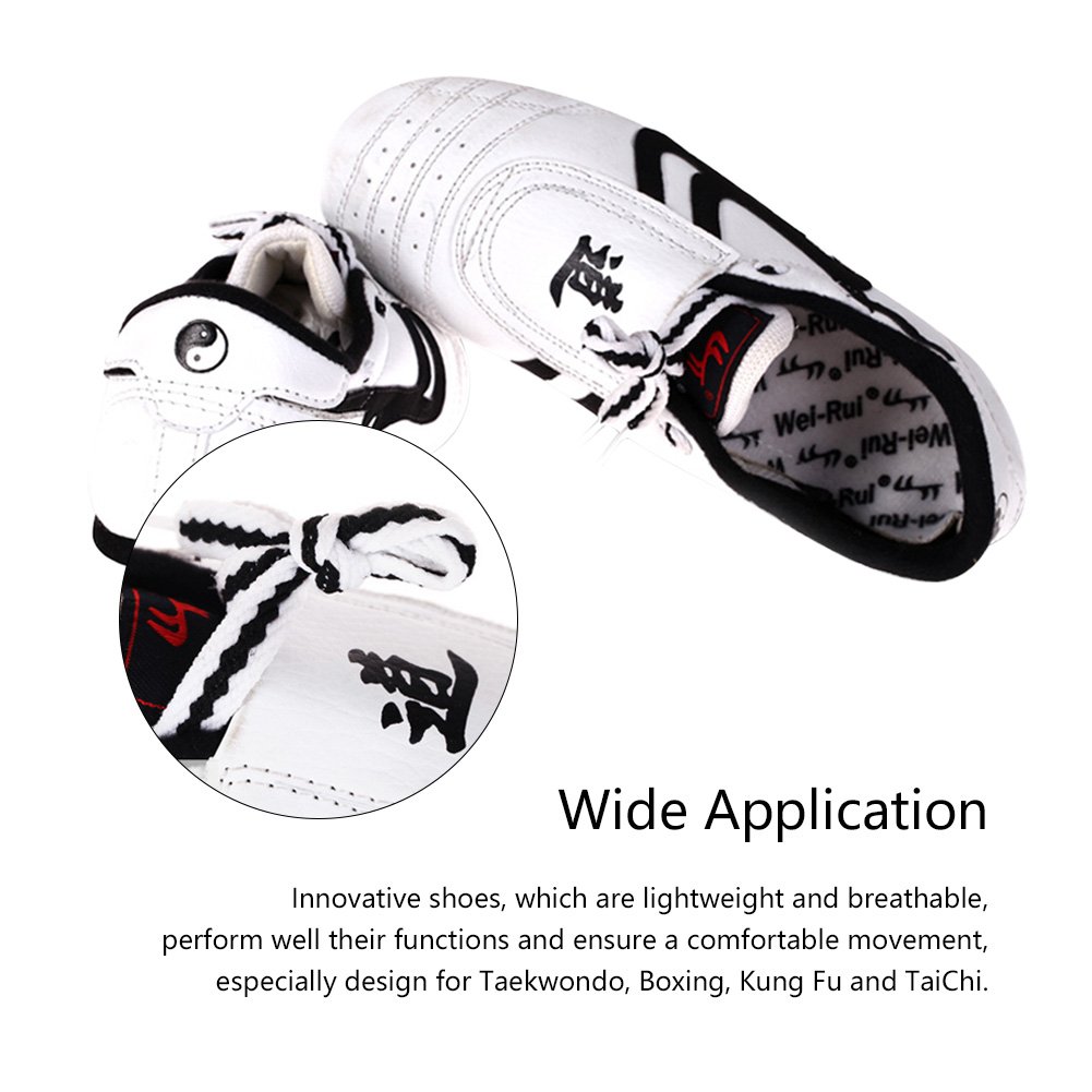 VGEBY Breathable Non-Slip Taekwondo Shoes for Adults - Lightweight Martial Arts Training Shoes for Women & Men (Size 37) - Black & White Kung Fu Shoes for Taekwondo, Tai Chi, Karate & Wushu Practice