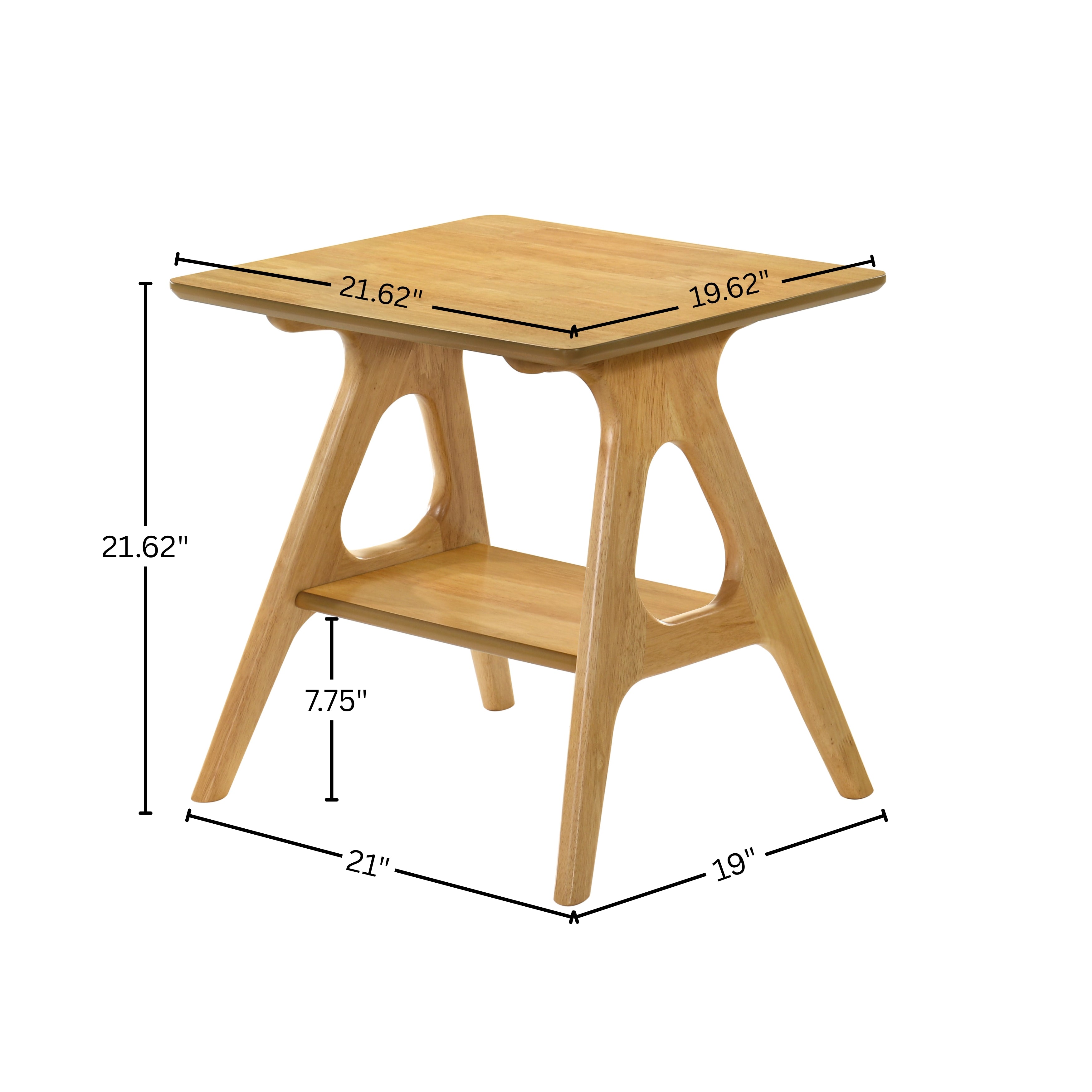 Roundhill Furniture Arona Mid Century Modern Wood Shelf End Table - Stylish Living Room Side Table with Storage for Books & Decor | Perfect for Small Spaces, Apartments & Bedrooms