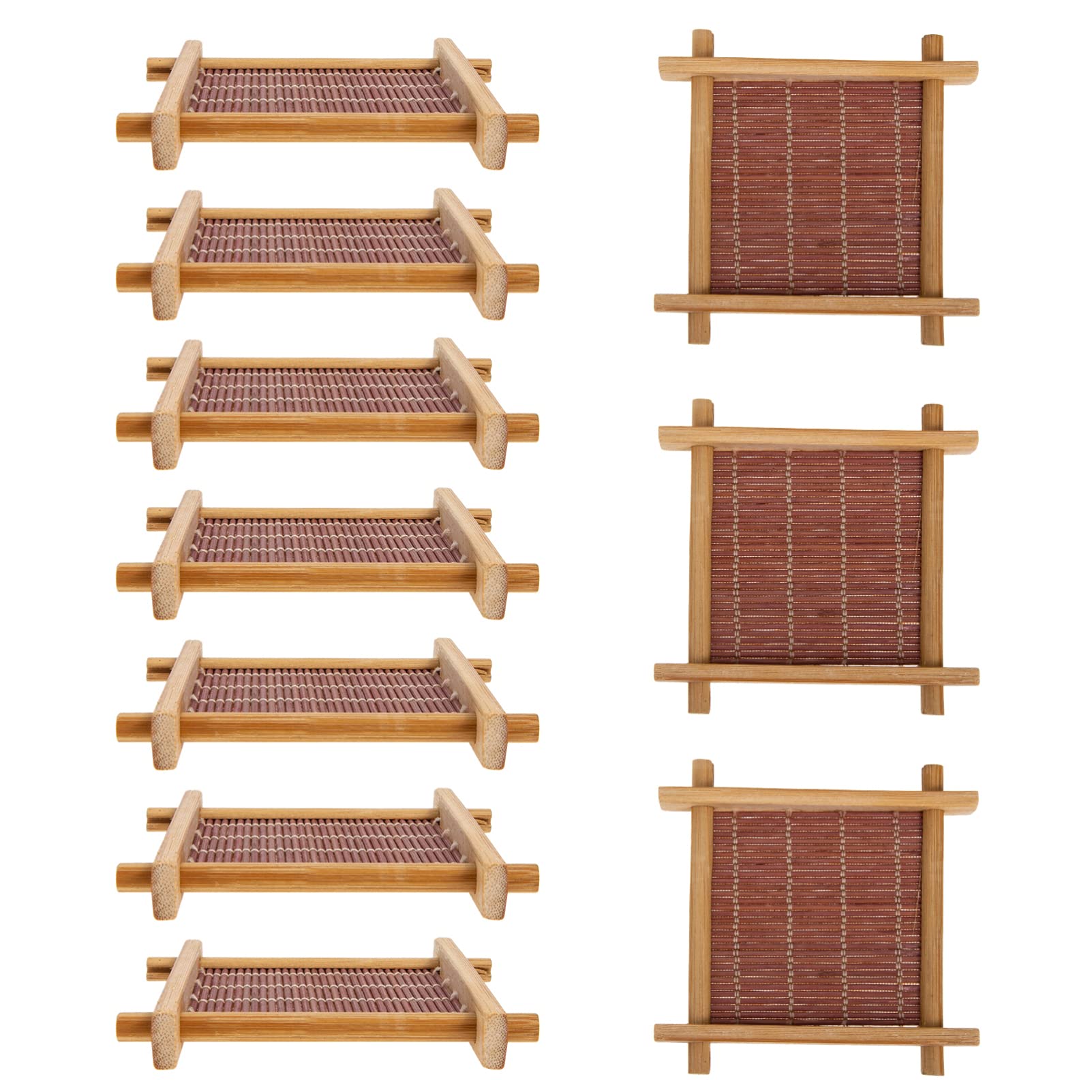 YARNOW 10pcs Square Non-Slip Heat Insulation Tea Cup Coasters - Absorbent Drink Placemats for Coffee, Tea, and Hot Beverages - Perfect for Tea Houses, Ceremonies, and Home Dining Tables