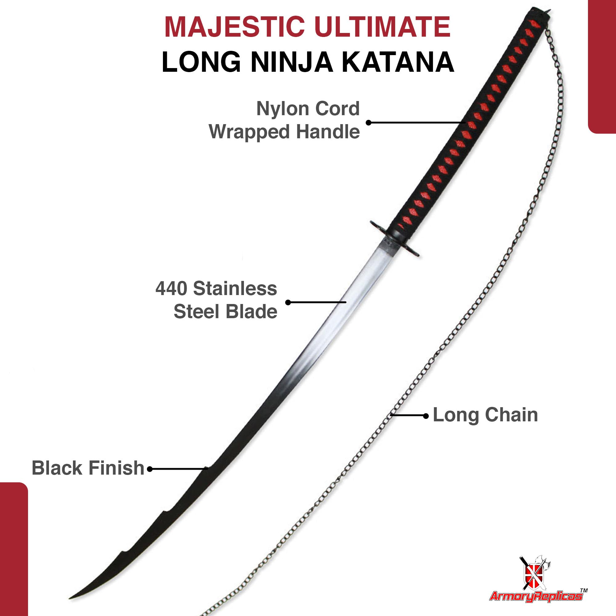 Authentic Japanese Ninja Katana Samurai Sword Set - High Carbon Steel Blade, Anime Cosplay & Decorative Display - Perfect for Collectors, Martial Arts Training & Home Decor