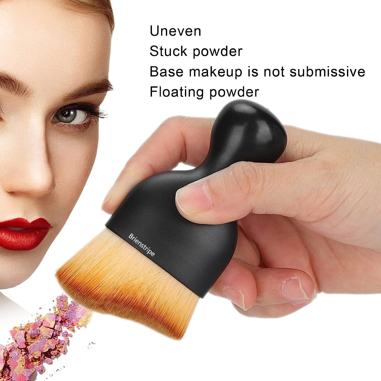 Brienstripe Foundation Makeup Brush - Soft Blending Brush for Liquid & Cream Foundation, Professional Blush & Contour Makeup Brush Set | Perfect for Everyday Makeup, Airbrush Finish & Professional Makeup Artists