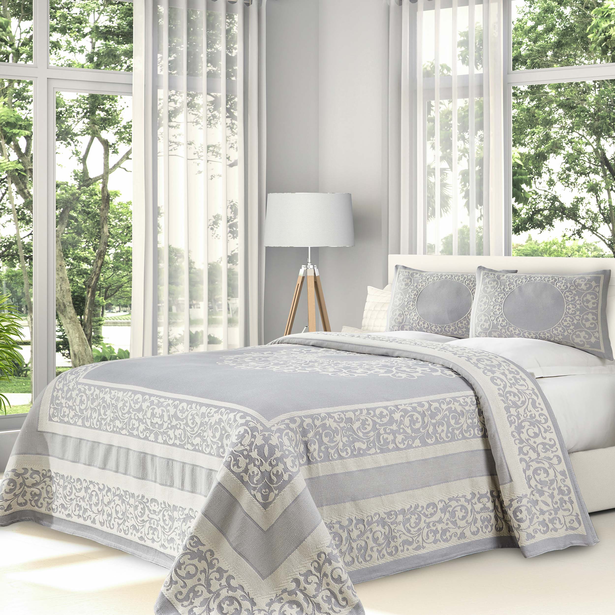 Boho Mandala Cotton Blend Woven Jacquard Bedspread Set - Queen Size, Soft & Breathable, Ethnic Home Decor for Bedroom, Living Room, Dorm or Yoga Studio