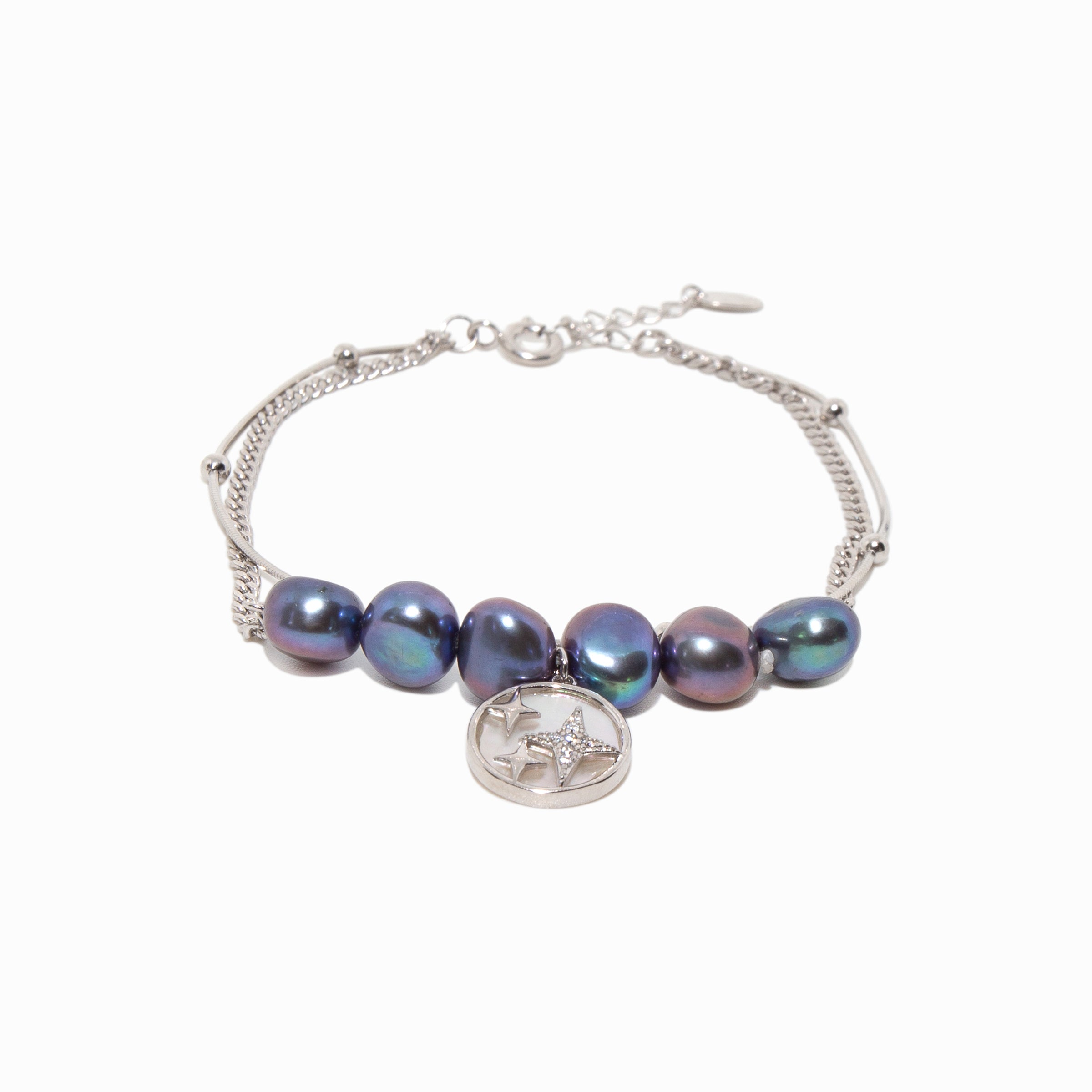 Moonlite Dual Cascade Silver Pearl Bracelet – Elegant Jewelry for Women, Perfect for Weddings, Parties & Special Occasions