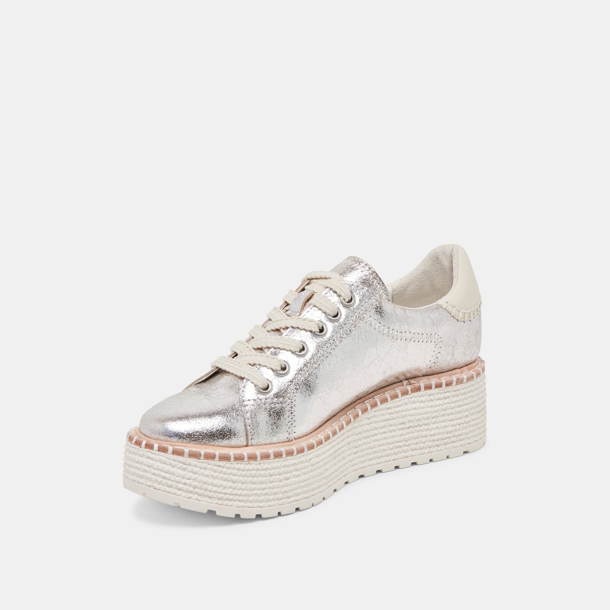 Twain Sneakers for Women - Silver Crackled Leather Fashion Shoes - Comfortable & Stylish for Casual Wear, Work, and Daily Outfits