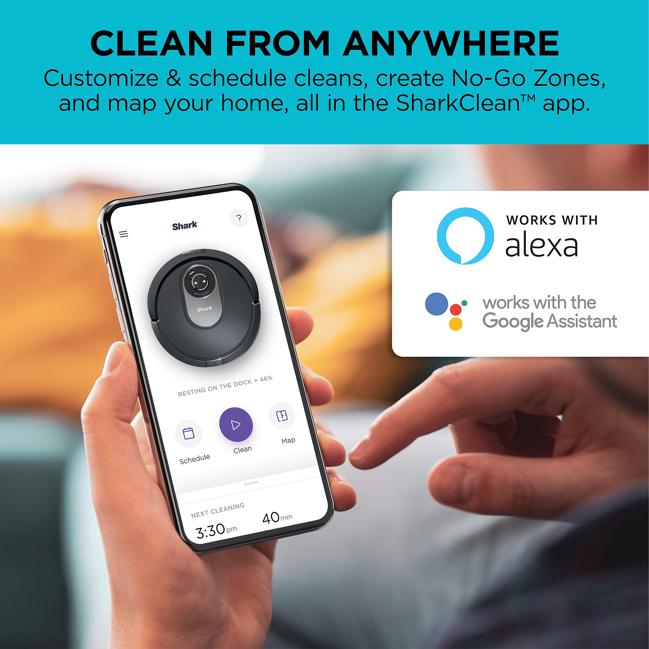 Shark AI Robot Vacuum Cleaner with Smart Mapping & Scheduling - Self-Emptying, Pet Hair Pickup, Powerful Suction for Carpets & Hard Floors (RV2001, Black/Silver) - Perfect for Homes with Pets & High-Traffic Areas