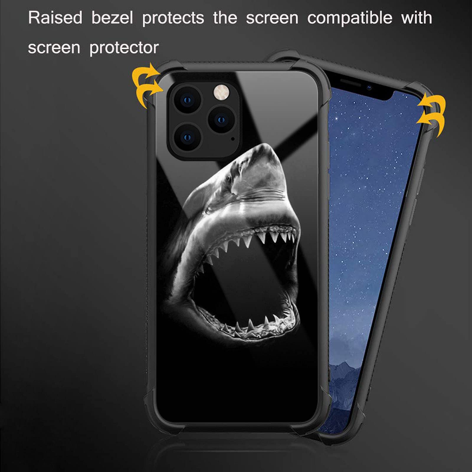 Shockproof iPhone 12 Mini Case for Girls - Ocean Shark Mouth Graphic Design, Anti-Scratch Hard PC Back Cover | Perfect for School, Travel & Everyday Protection