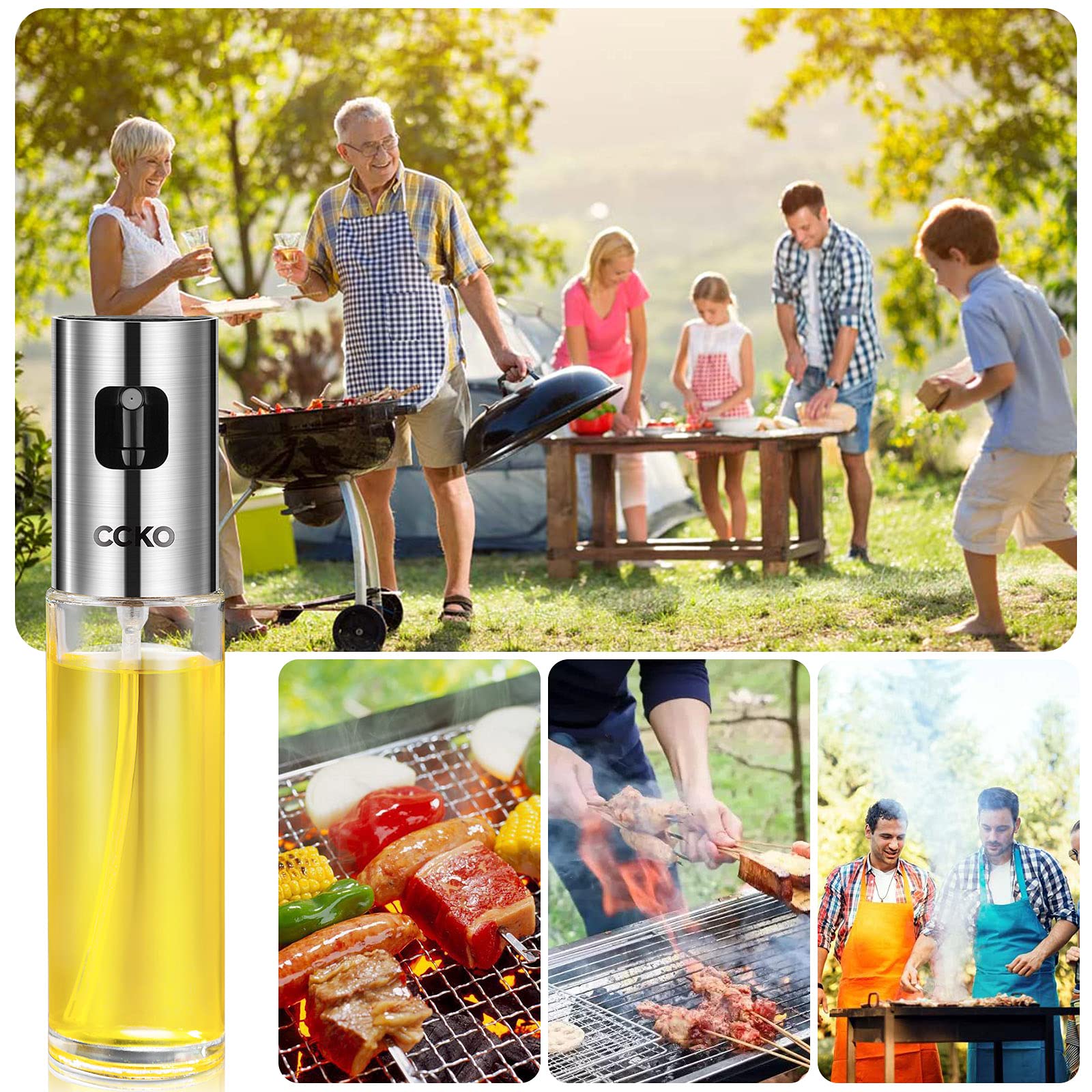 CCKO Oil Sprayer for Cooking - Non-Aerosol Oil Spray Dispenser Bottle for Air Fryer, Baking, BBQ, Salad, Frying & Grilling | Perfect for Healthy Cooking & Kitchen Use