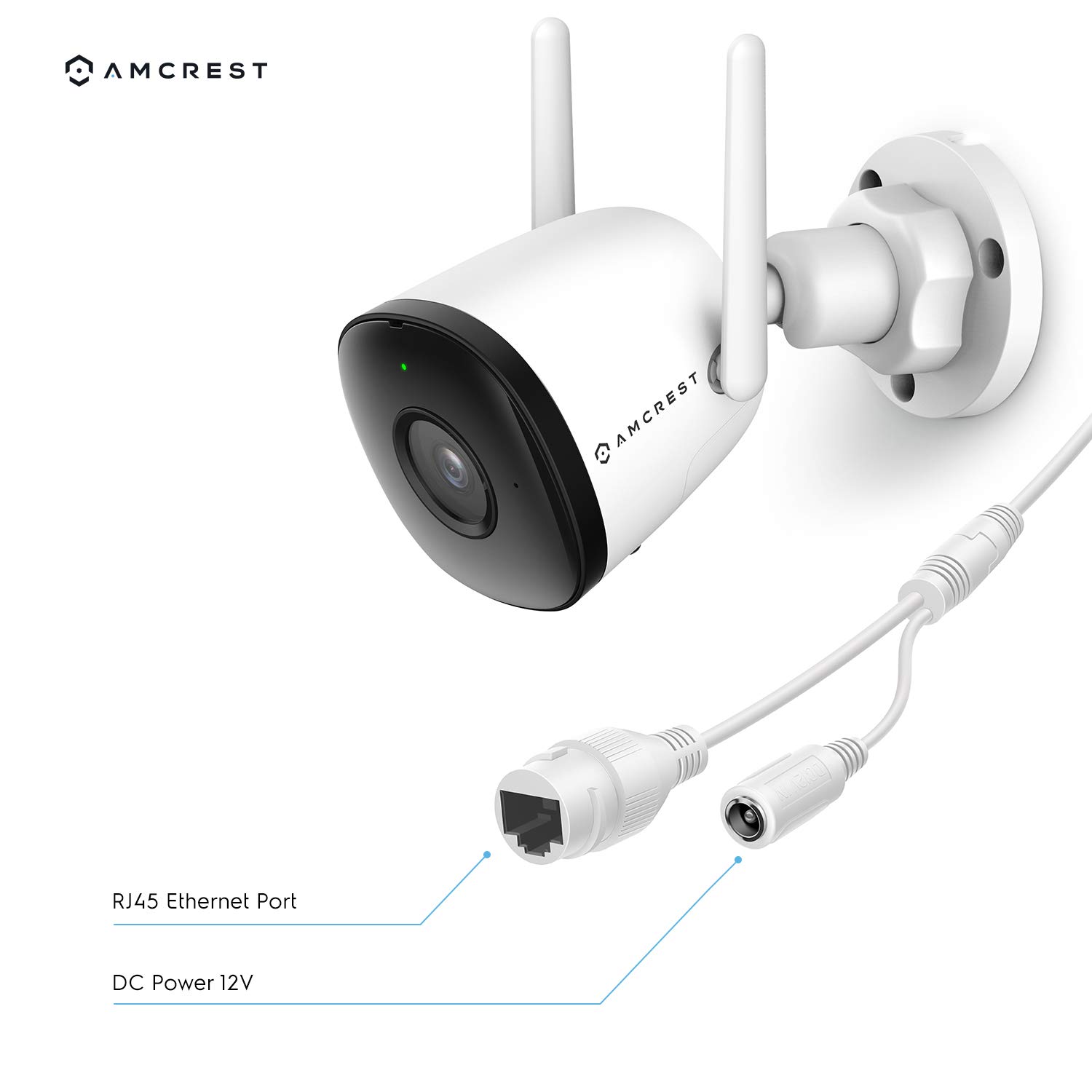 Amcrest SmartHome 4MP Outdoor WiFi Security Camera - 4K Bullet Camera with 98ft Night Vision, Built-in Mic, 106° FOV, 2.8mm Lens, MicroSD Storage (Sold Separately) - ASH43-W (White) - Ideal for Home Surveillance, Garage Monitoring, and Business Security