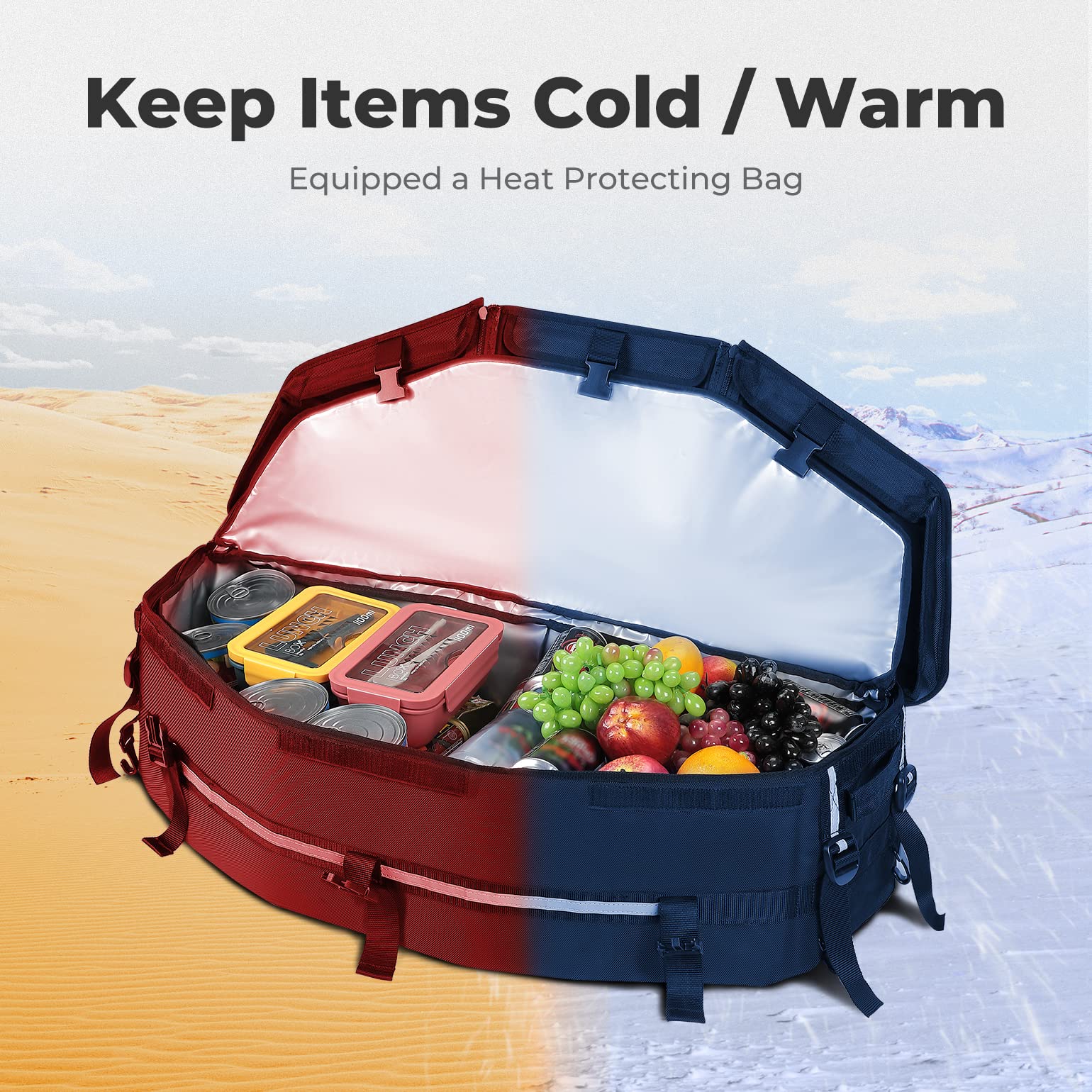 KEMIMOTO 50L Insulated Water-Resistant Storage Bag - Compatible with Can-Am Maverick X3, X3 MAX, Sport, Outlander & Renegade - 1680D Heavy-Duty Demountable Cargo Box for Off-Road Adventures, Camping & Outdoor Gear Storage