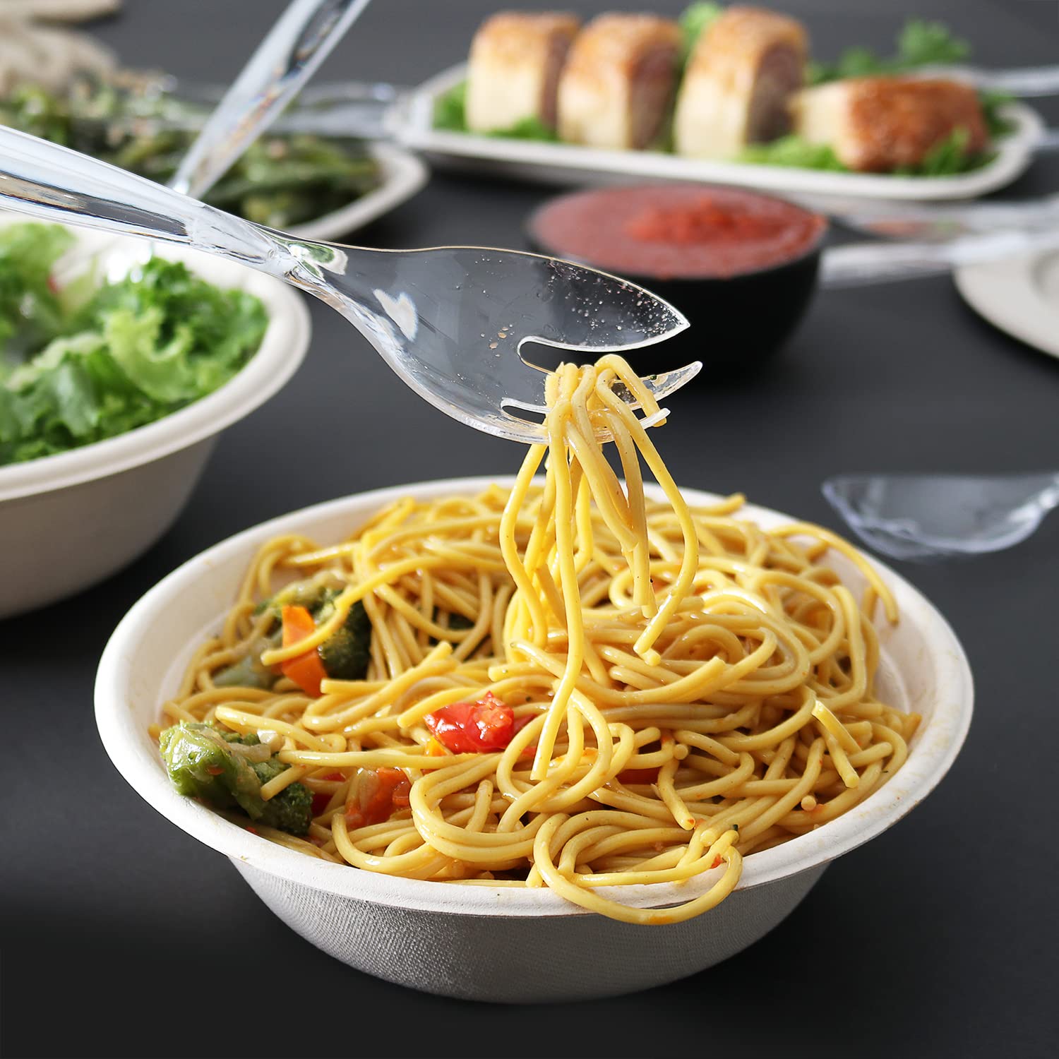 12-Piece Heavy Duty Disposable Plastic Serving Utensils Set - 4x10