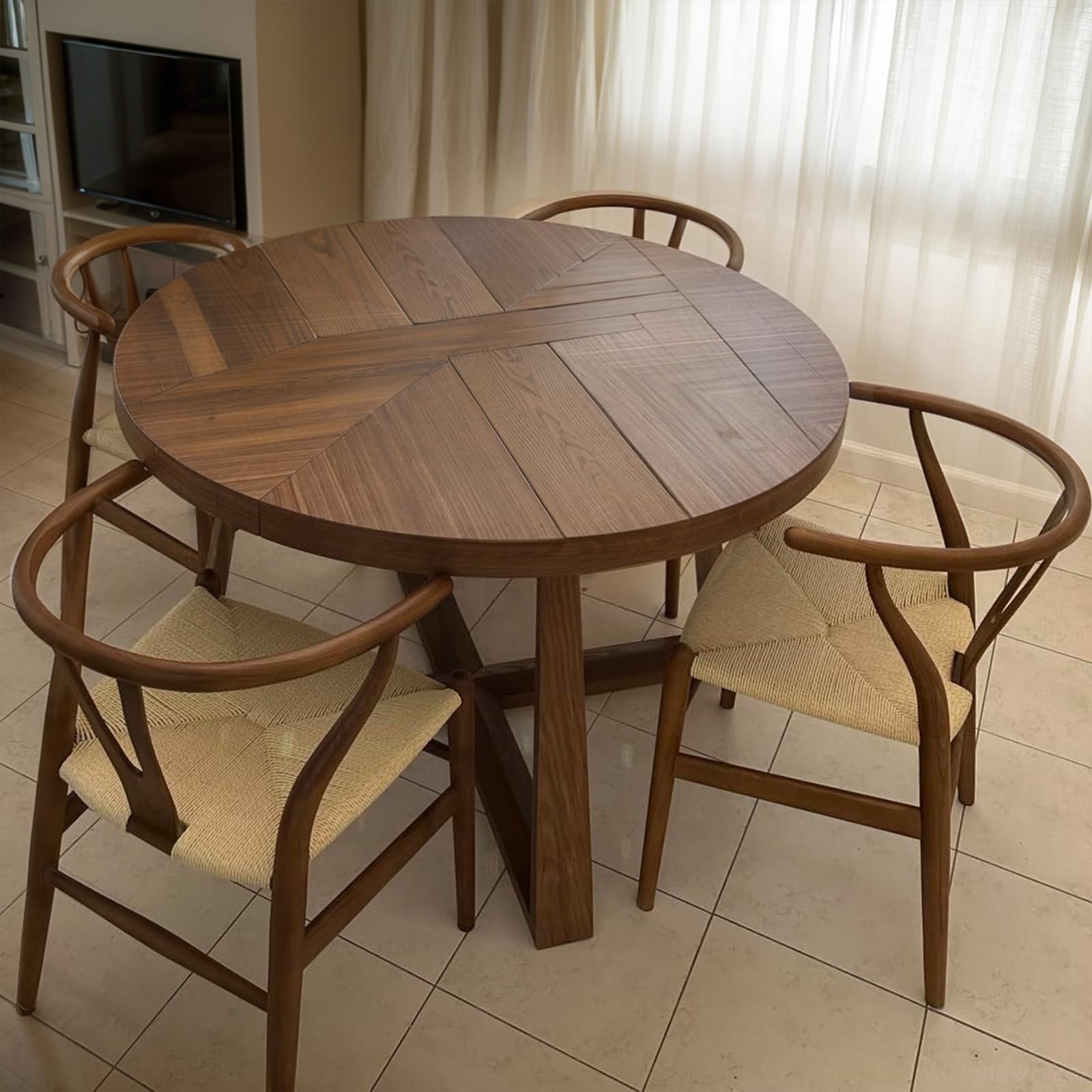 Natural Solid Wood Wishbone Chair - Hans Vegner Inspired Y Chair with Rattan & Wood Armrests (Ash Wood/Walnut, Set of 2) - Perfect for Dining Room, Kitchen, and Modern Home Decor