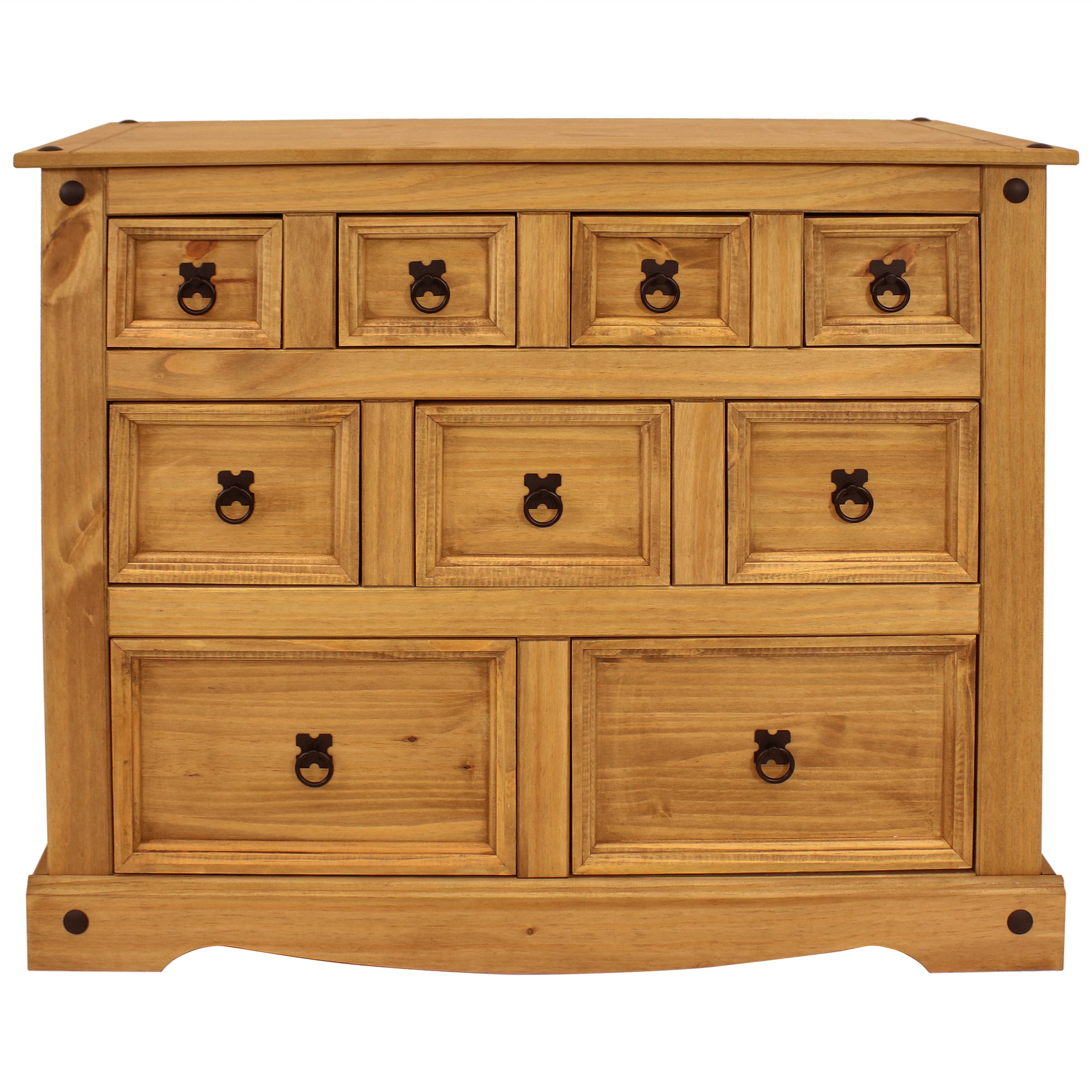 Sunnydaze 9-Drawer Rustic Wooden Dresser - Light Brown Finish, 39.75
