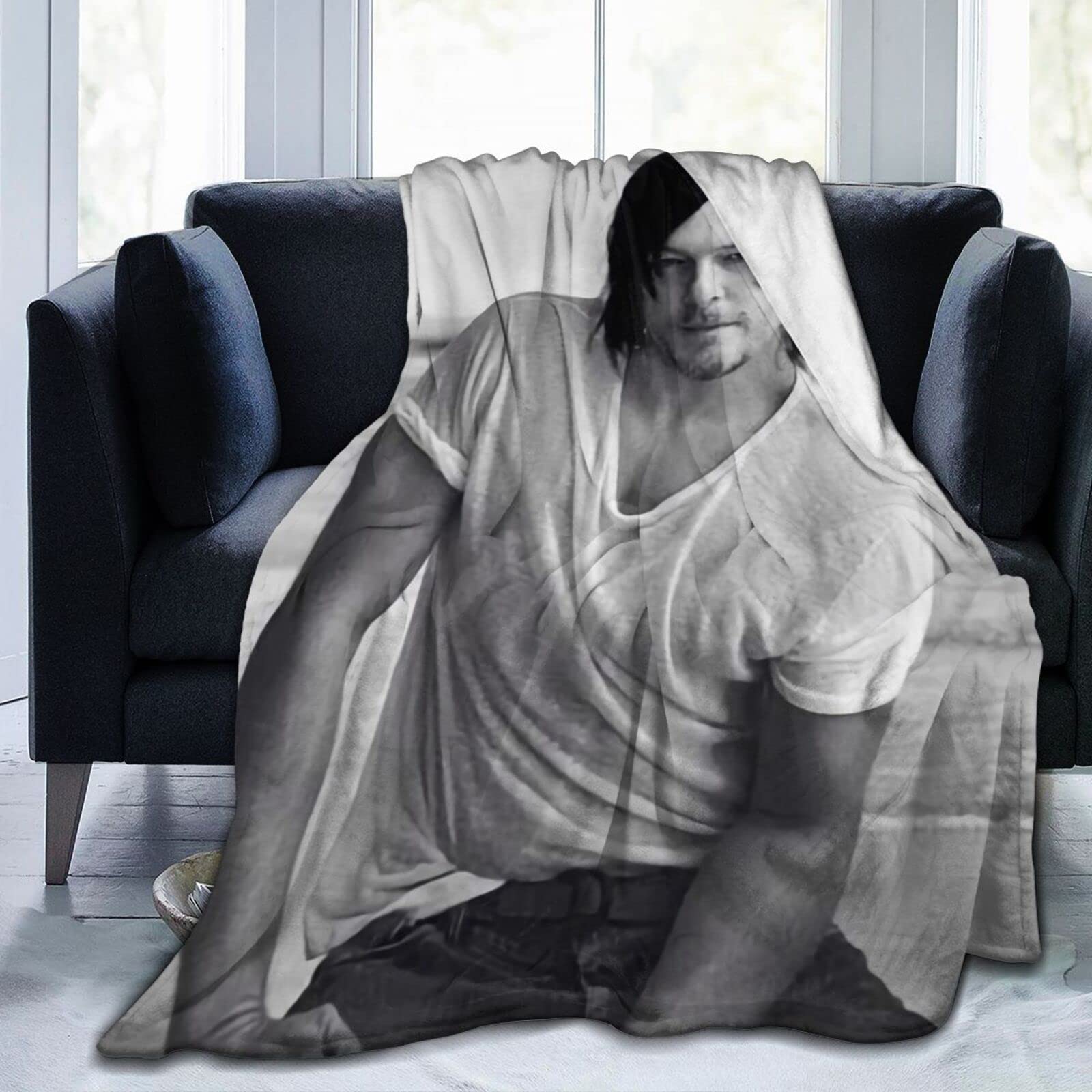 Norman Reedus Daryl Dixon 3D Printed Plush Blanket - Soft Flannel Throw Blanket for Bed, Couch & Dorm - Living Room Bedding Decor Gift for Fans (3 Sizes) - Perfect for Movie Nights, Gaming & Cozy Winter Evenings