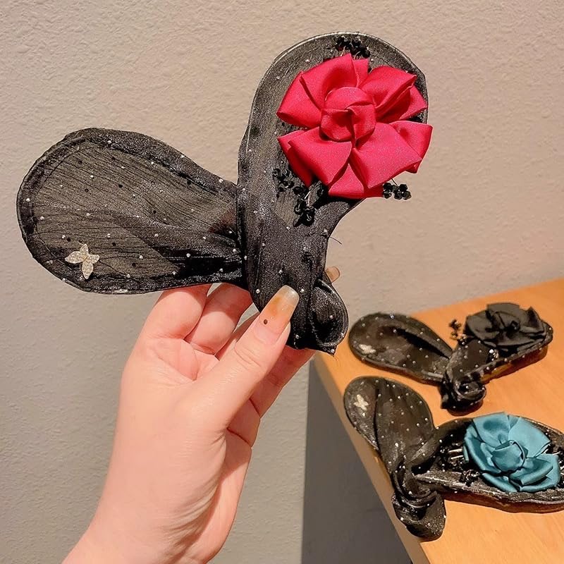 6PCS Hand Embroidered Floral Hair Clips & Bun Makers for Women & Girls - Sparkly Ball Hair Accessories for Long Thick Hair | Perfect for Weddings, Parties & Daily Styling