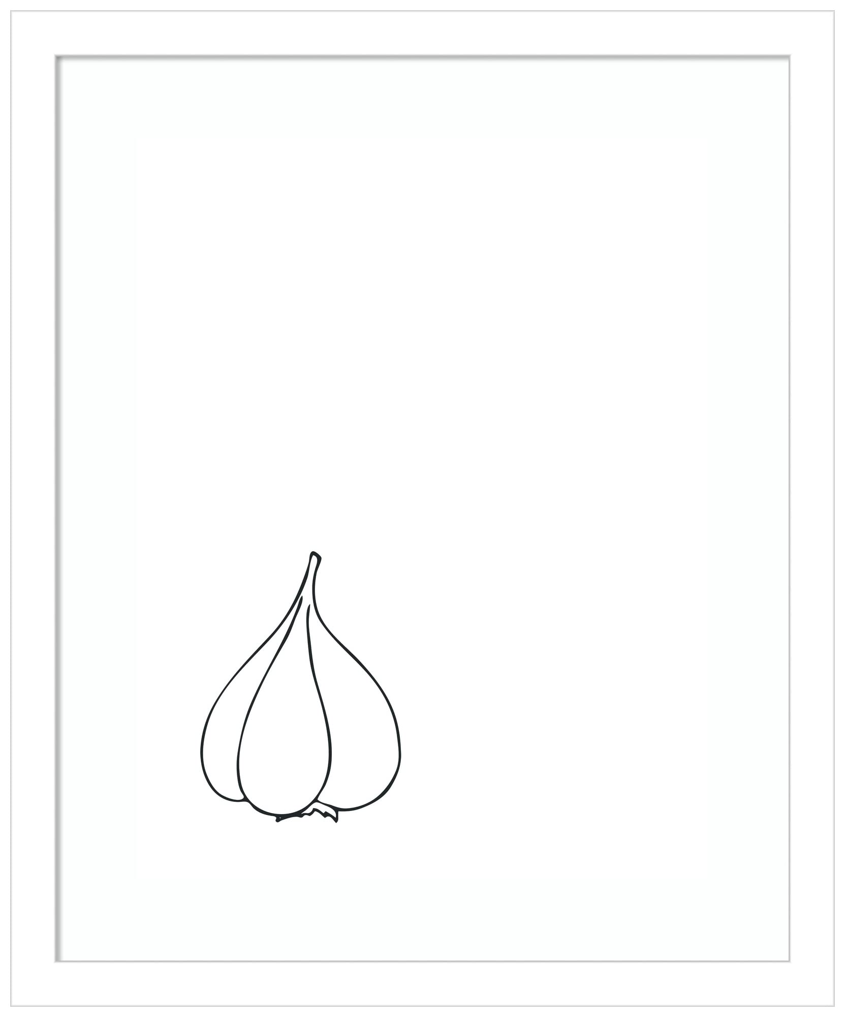 Amanti Art Simply Garlic Wood Framed Wall Art Print - 14x17 Inches, Svelte White Frame - Kitchen Decor, Dining Room Wall Art, Farmhouse Style Home Decor