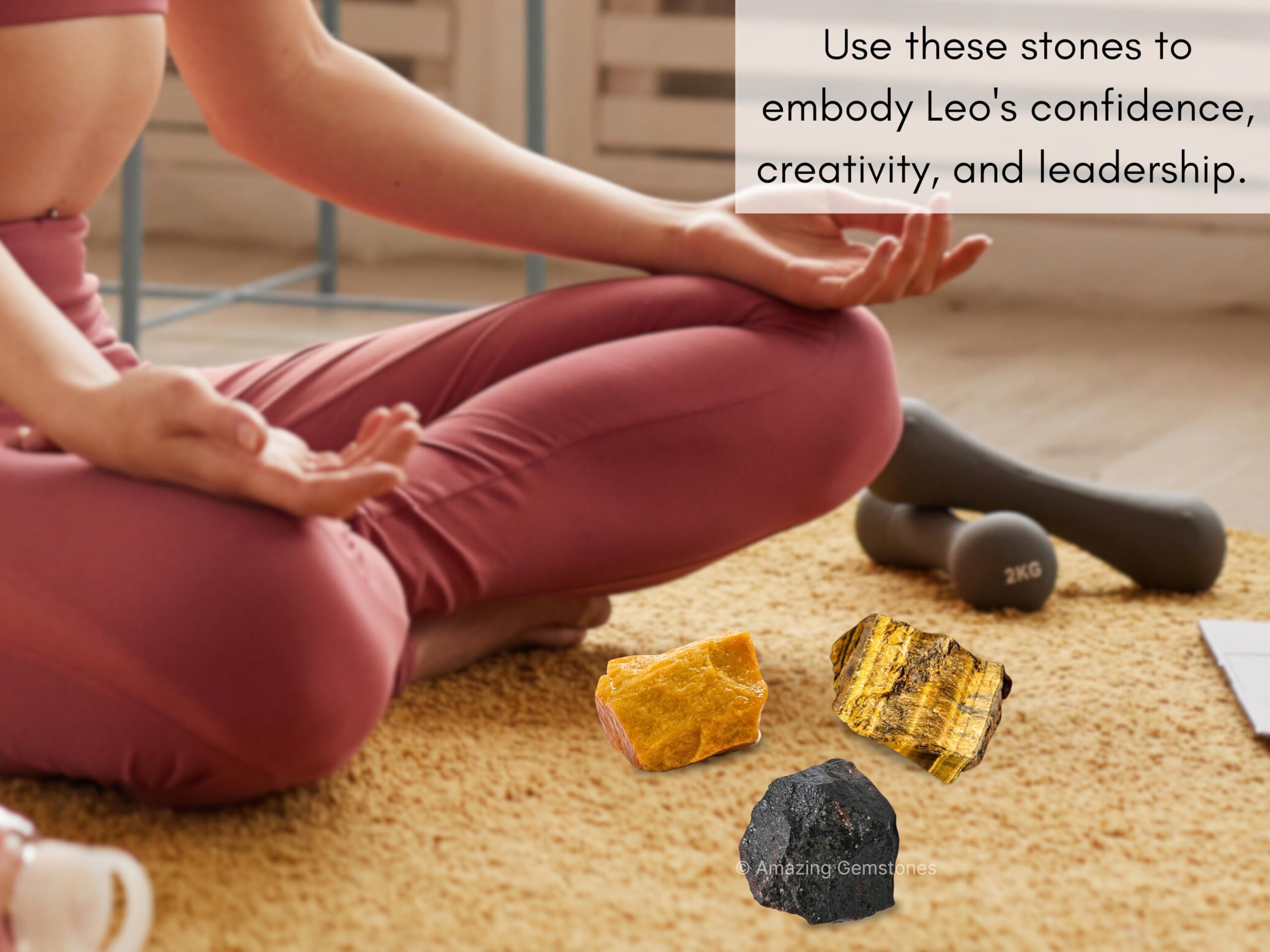 Leo Zodiac Healing Crystal Set - 3 Raw Stones for Astrology, Chakra Balancing & Energy Healing | Perfect Birthday, Anniversary Gift for Women, Men, Mother & Father | Includes Information Card | Meditation, Home Decor, Spiritual Practice