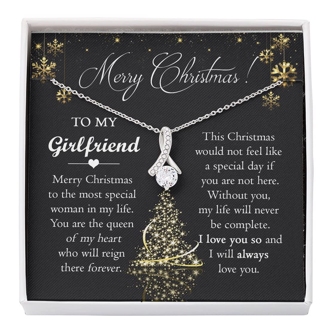 Romantic Christmas Necklace for Girlfriend - Future Wife Gift from Boyfriend - Engraved Fiance Present - Perfect for Holiday Proposals & Anniversary Celebrations
