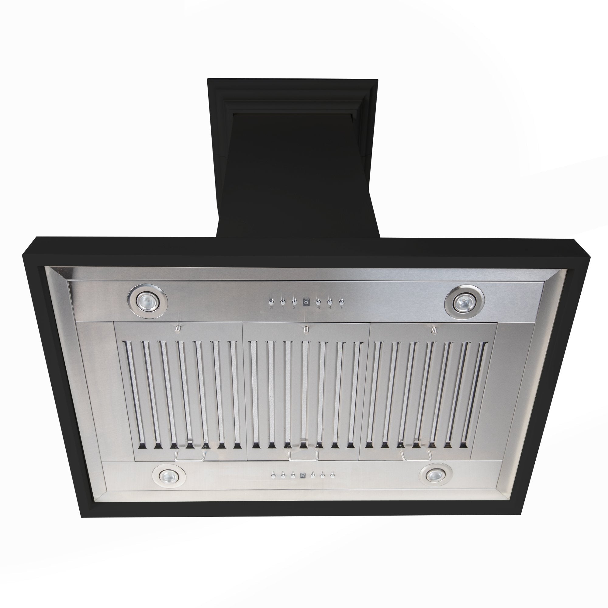 ZLINE Black Wooden Island Mount Range Hood - Modern Kitchen Ventilation for Home Cooking & BBQ | KBiCC Model