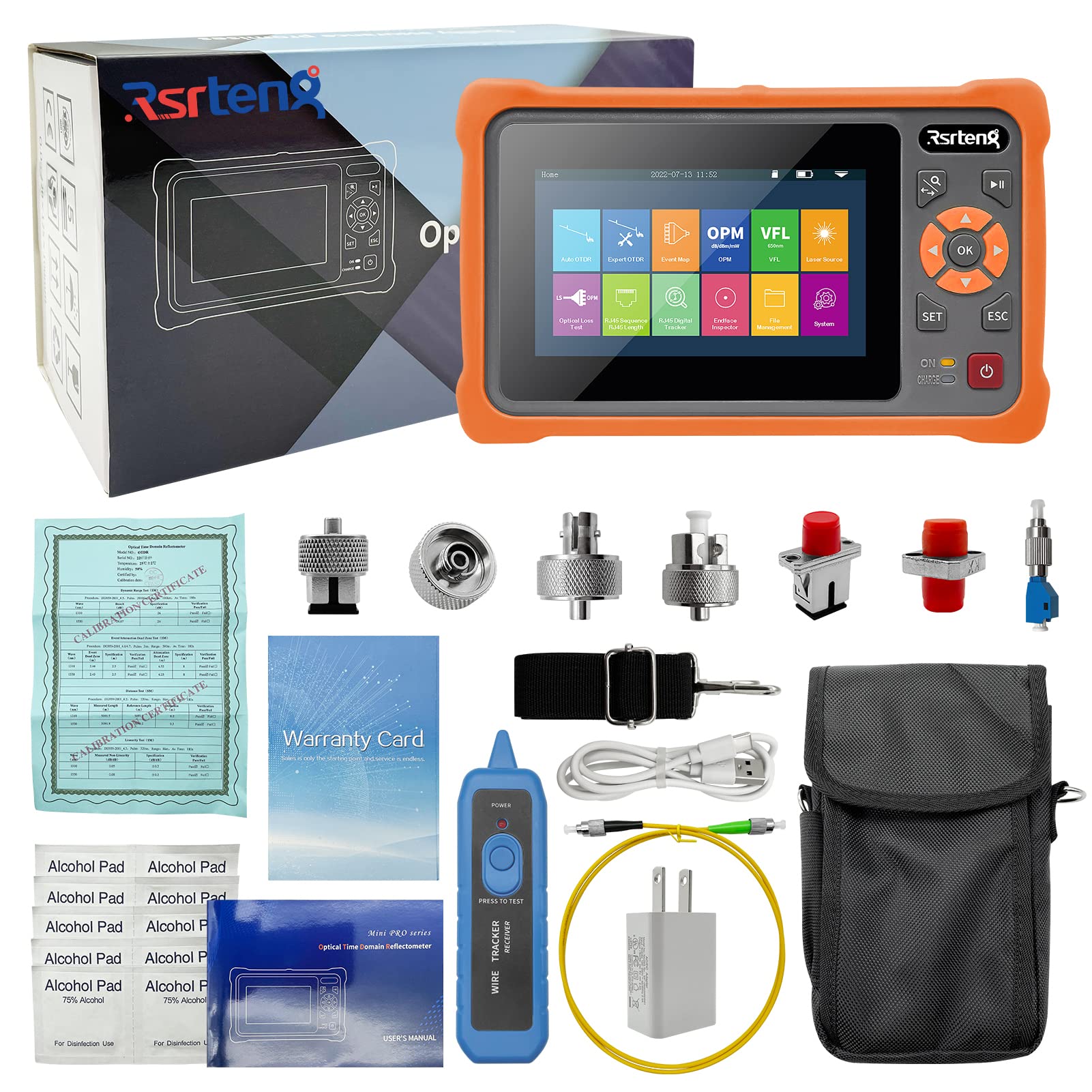 Rsrteng OTDR Fiber Optic Tester 1310/1550nm 26/24dB with 4.3