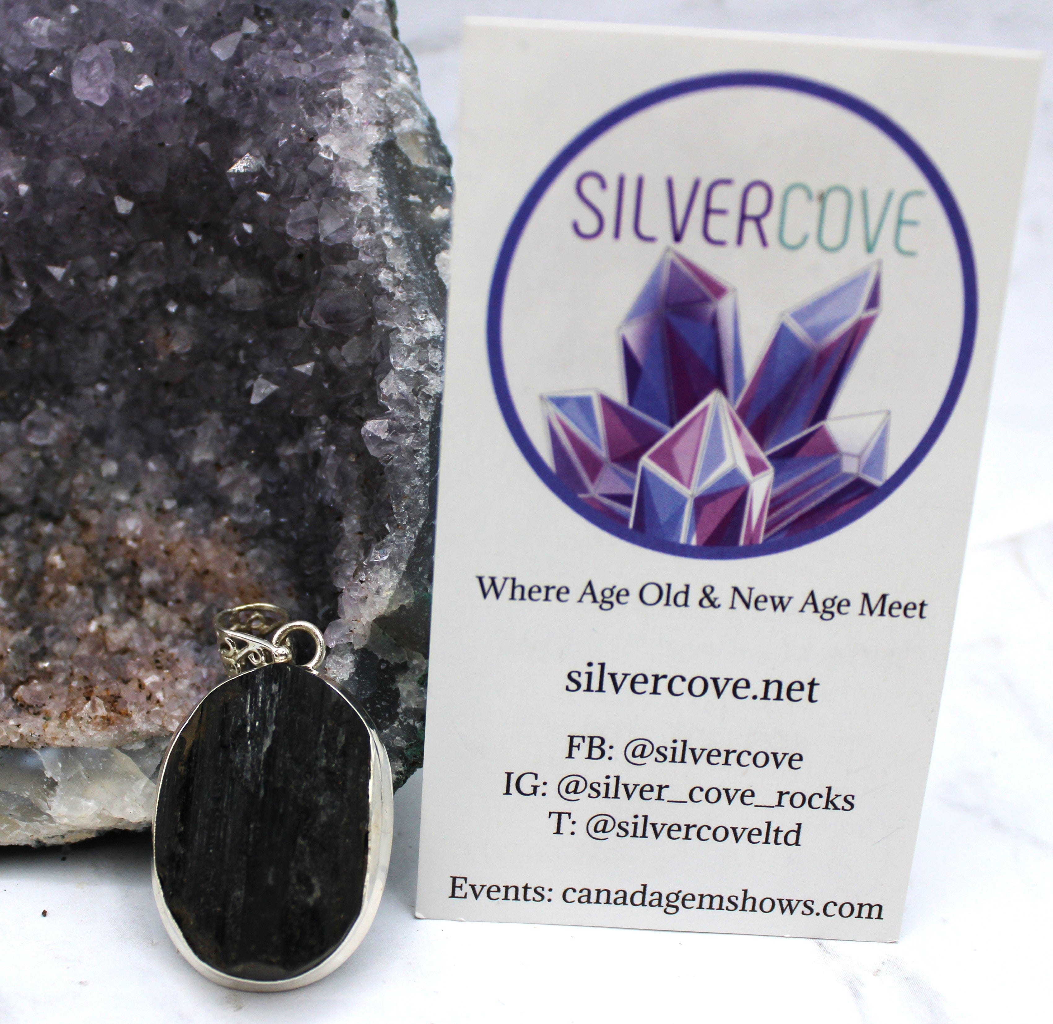 Black Tourmaline Pendant Necklace in Sterling Silver | Protection Crystal Jewelry for Women | Perfect for Meditation, Energy Cleansing & Everyday Wear