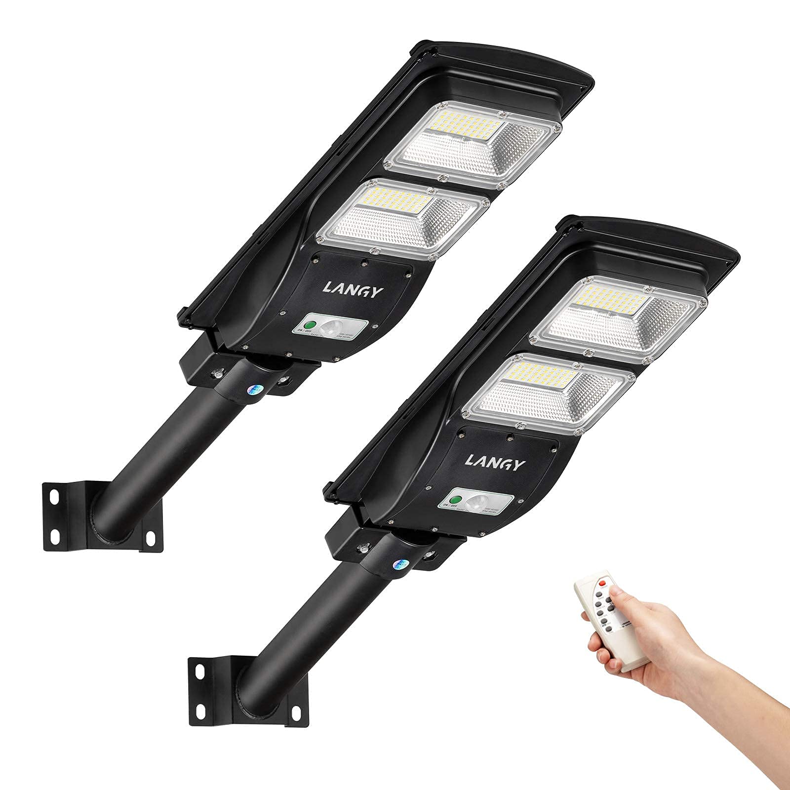 2 Pack 60W & 1 Pack 120W Solar Powered Street Lights Outdoor - Waterproof LED Solar Street Lighting for Driveway, Garden, Pathway, Parking Lot & Backyard