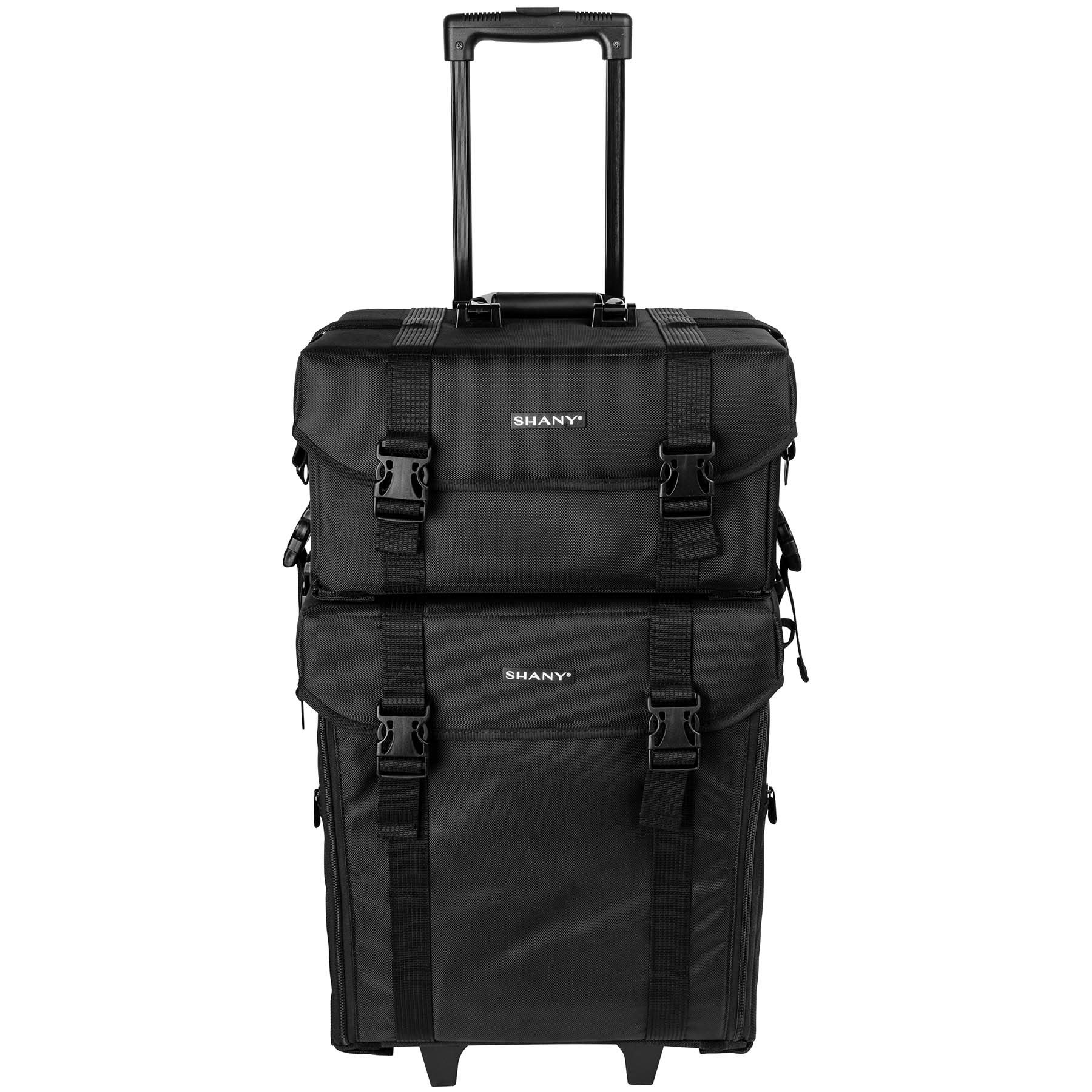 SHANY Professional Makeup Artist Rolling Trolley - Large Cosmetic Case with Organizer Drawers & Mesh Bags - Perfect for Travel, Salon & On-Set Makeup - Jet Black