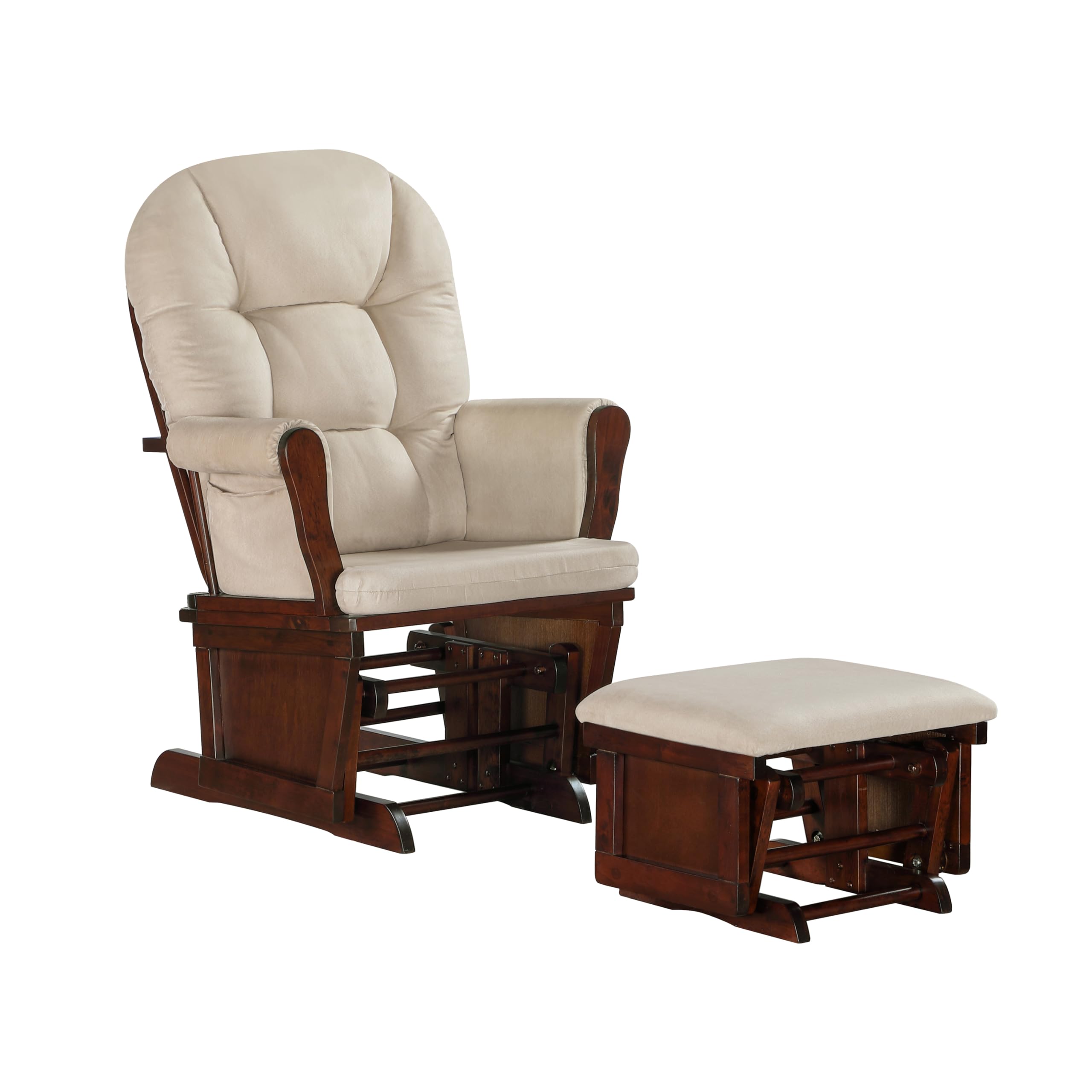 Lennox Furniture Glider Rocker Combo - Espresso Beige Reclining Chair with Ottoman - Perfect for Nursery, Living Room & Relaxation