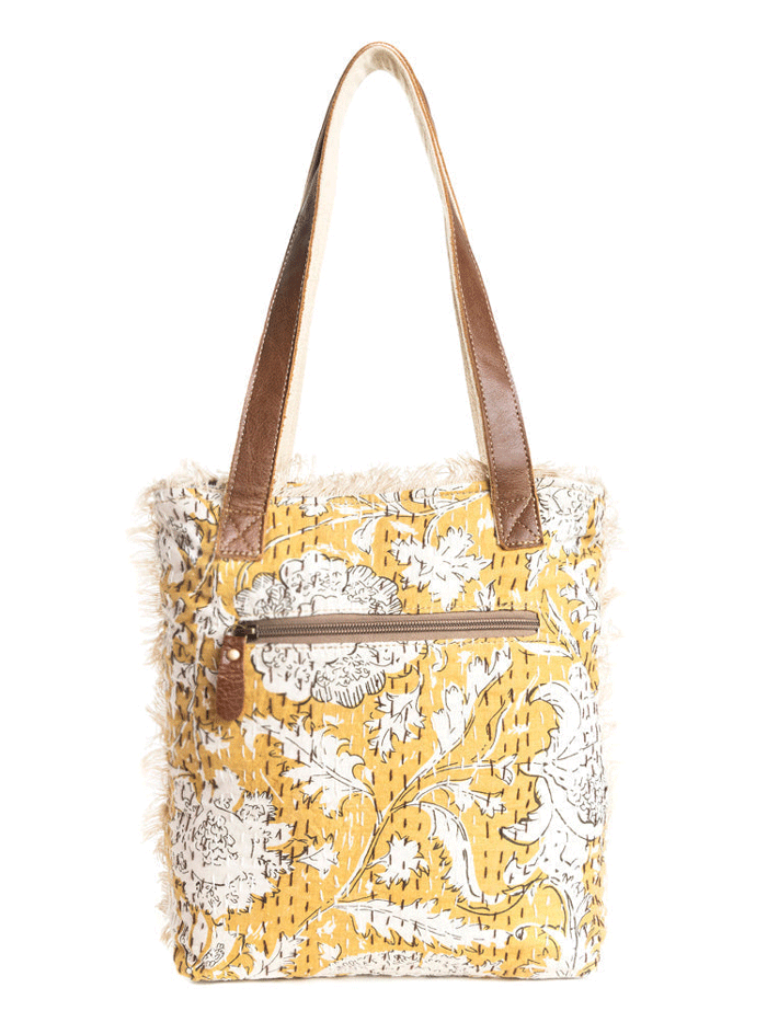 Myra Bag S 10851 Women's Prairie Leaf Mini Tote Bag - Gold Crossbody Purse for Everyday Use, Work, Shopping & Travel Accessories