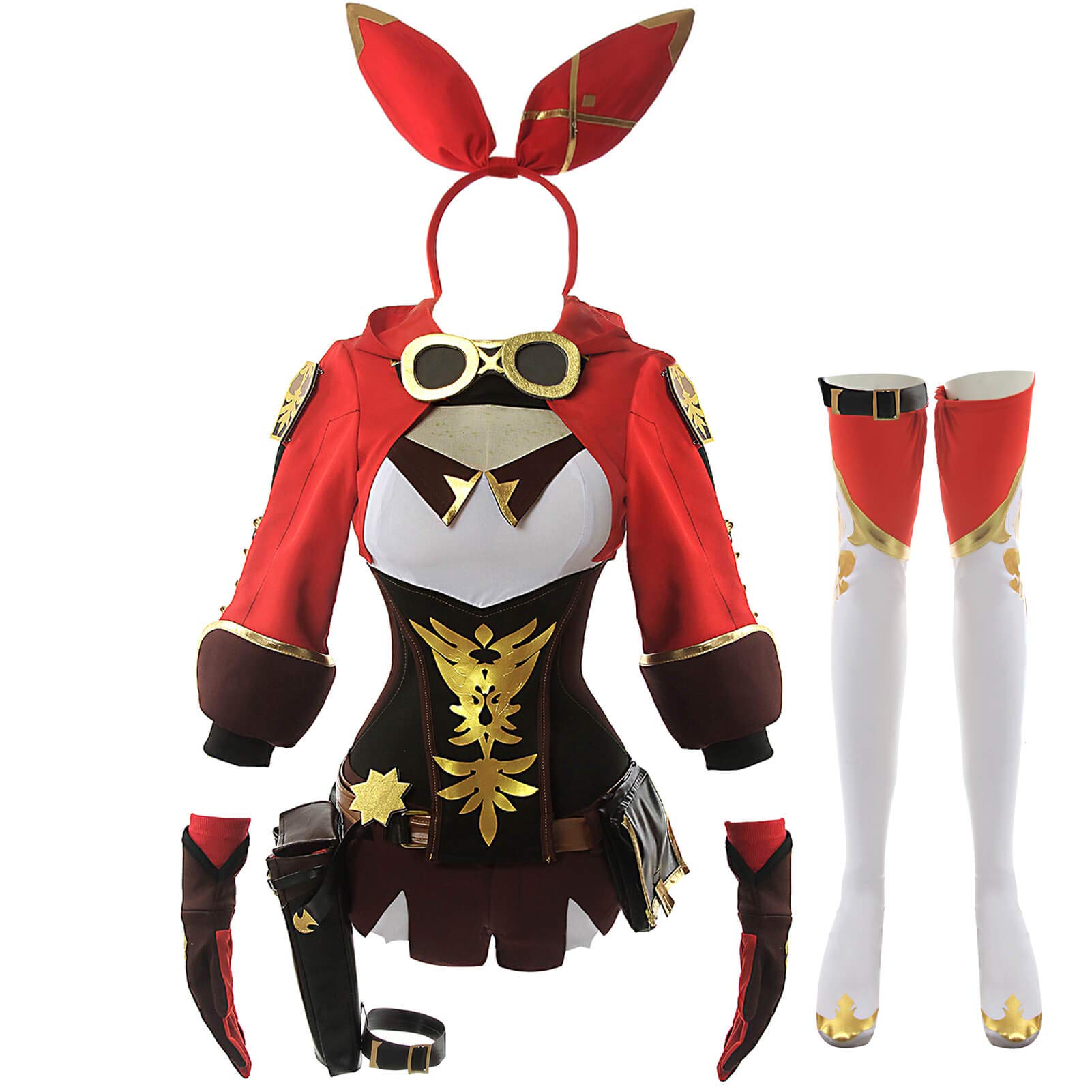 Amber Cosplay Costume for Women - Halloween Anime Outfit with Wig & Accessories | Perfect for Halloween Parties, Anime Conventions, and Cosplay Events