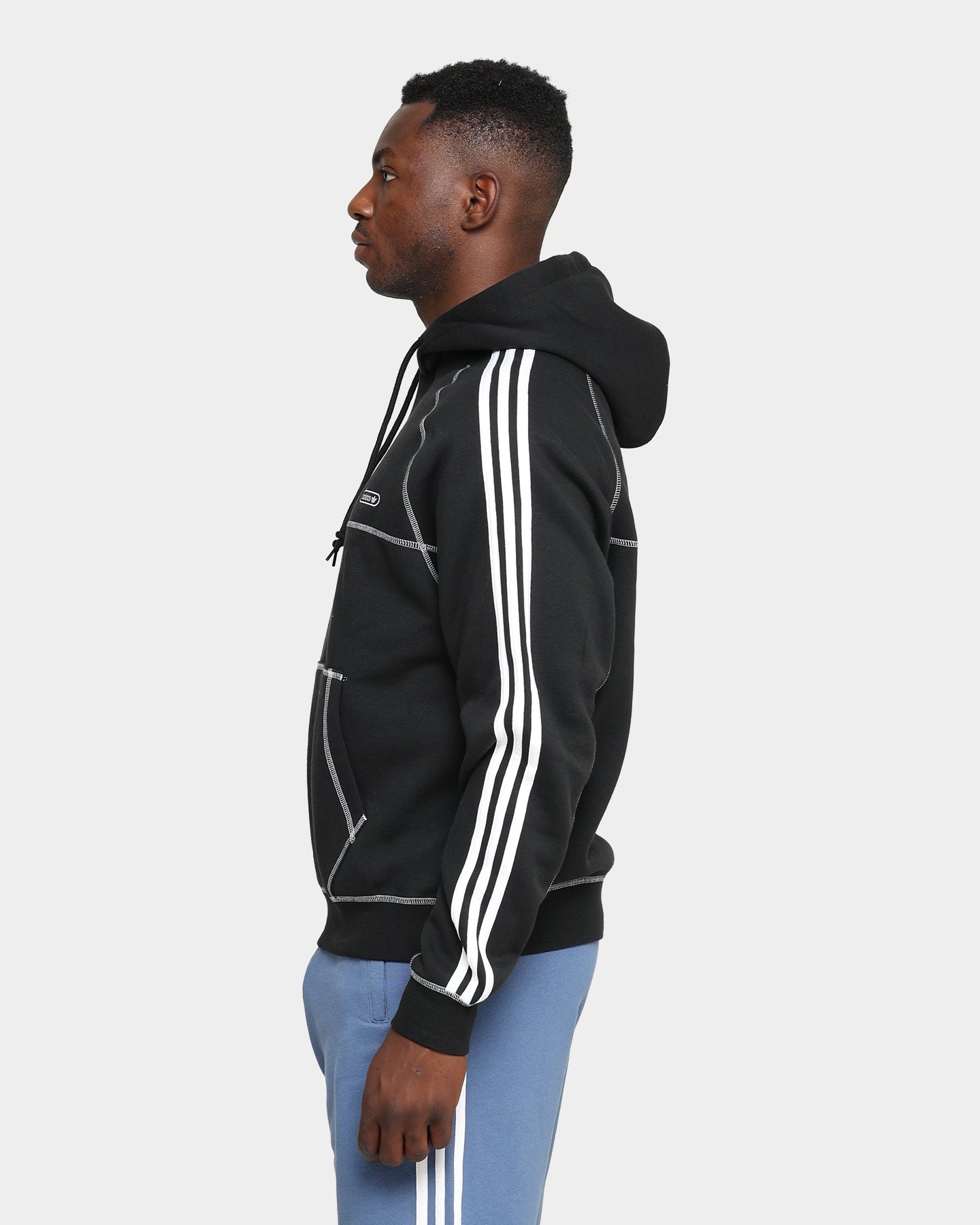 Adidas Contrast Stitch Hoodie Black | Men's Athletic Pullover Sweatshirt | Gym, Running & Casual Wear