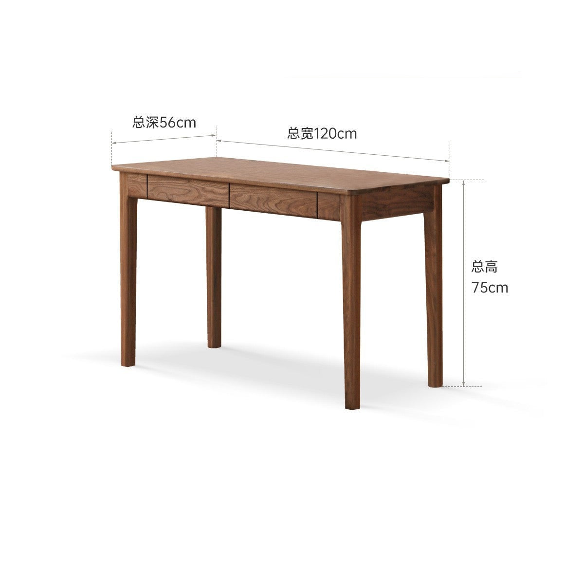 Premium Black Walnut Solid Wood Desk with 3 Drawers - Modern Home Office Furniture for Work & Study - Ergonomic Writing Desk for Professionals & Students