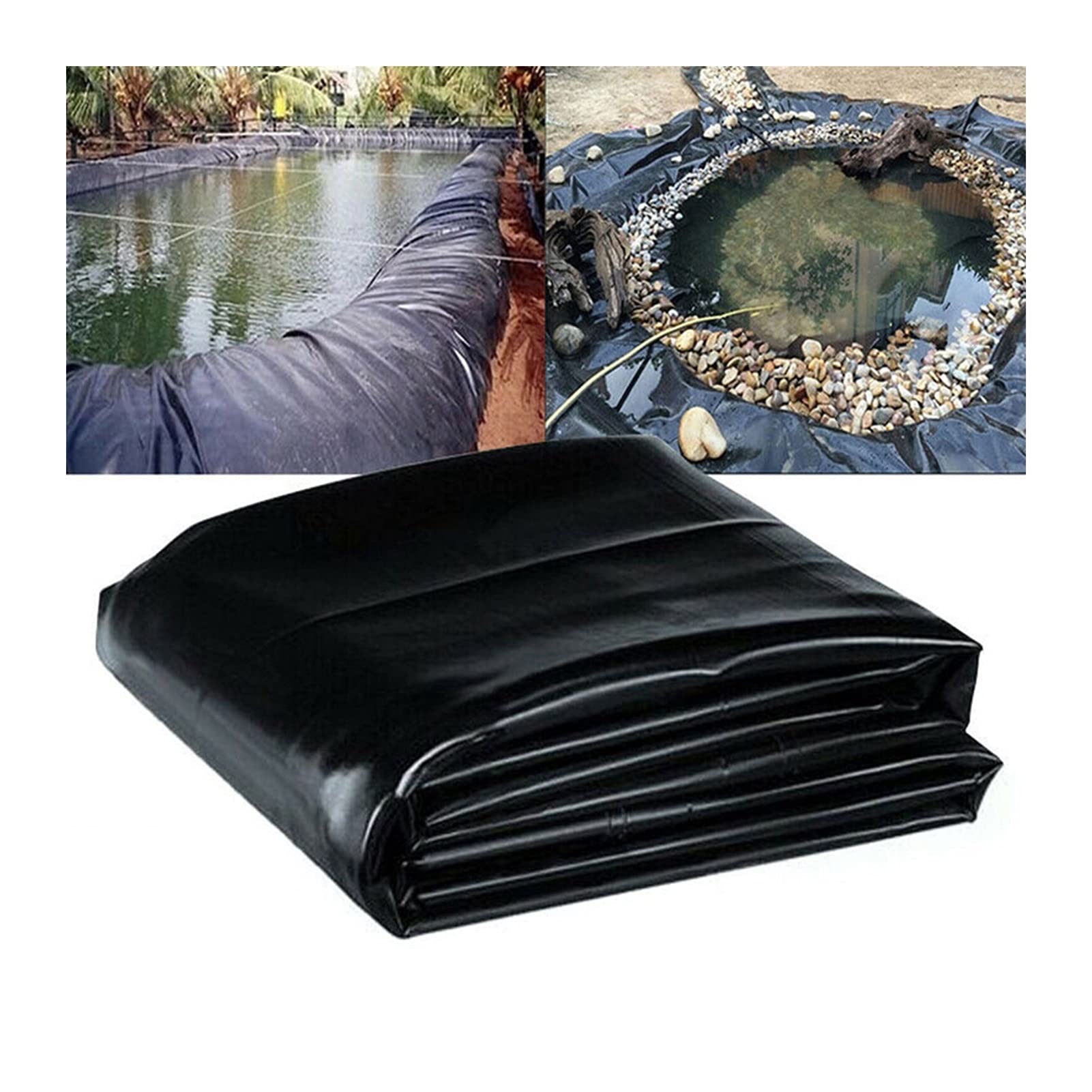 LXLIGHTS 0.3mm Flexible Fish Pond Liner - Waterproof Garden Pond Membrane - Heavy Duty Tear Resistant Reservoir & River Slope Liner - Custom Size Black (6m x 6m) for Koi Ponds, Water Features & Landscaping Projects