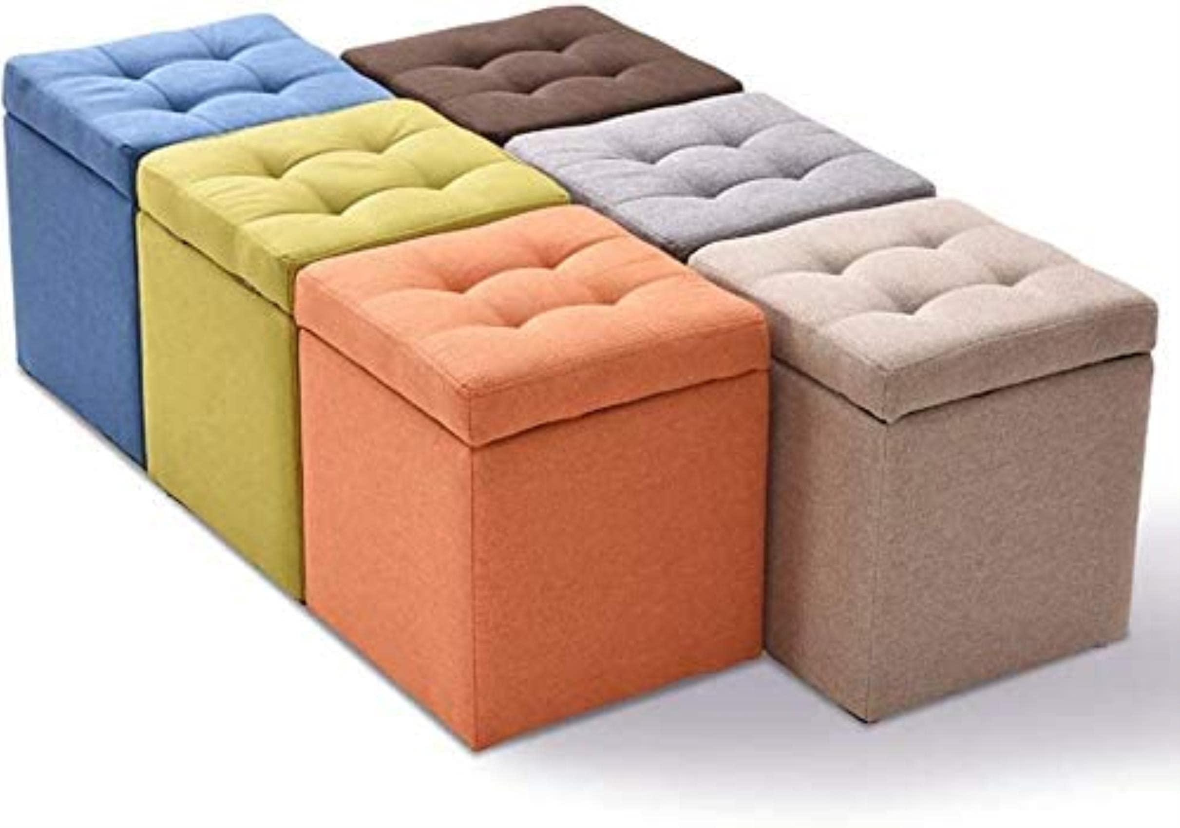 Upholstered Storage Ottoman Bench with Removable Tray - Multi-Functional Footstool, Toy Box, Shoe Organizer & Pouf Seat for Living Room, Bedroom & Nursery