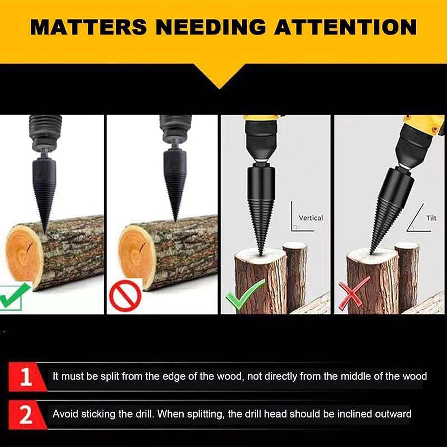 2023 Sherem Easy Split Drill Bit Set (32mm) – Premium Firewood Drill Bit & Wood Splitter for Efficient Log Splitting – Perfect for Firewood Preparation, DIY Projects, and Outdoor Wood Processing