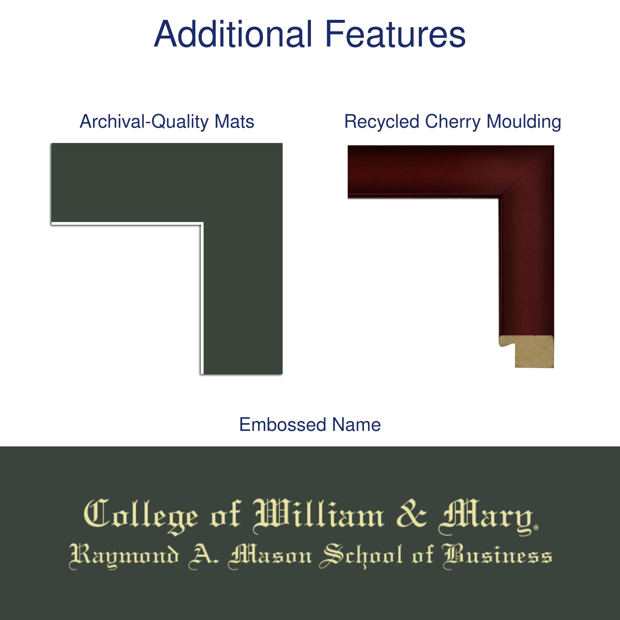 William & Mary Raymond A. Mason School of Business Diploma Frame 13x10 Inch - Gold Embossed Display for Bachelor's, Master's & PhD Degrees - Perfect for Graduation Gifts & Office Decor