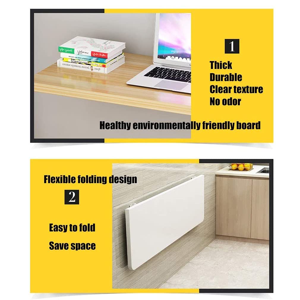 Wall Mounted Folding Workbench - Heavy Duty Drop-Leaf Wooden Table for Kitchen, Dining & Office | Space-Saving Fold Down Design for Small Spaces | Perfect as Kitchen Table, Computer Desk or Craft Station