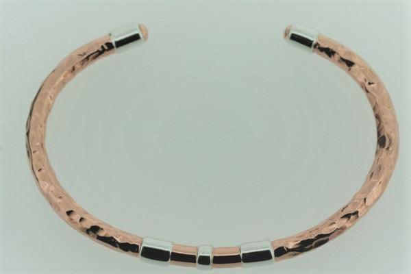 Handmade Hammered Copper & Silver Cuff Bracelet - Boho Chic Jewelry for Women - Perfect for Casual Wear, Parties & Special Occasions