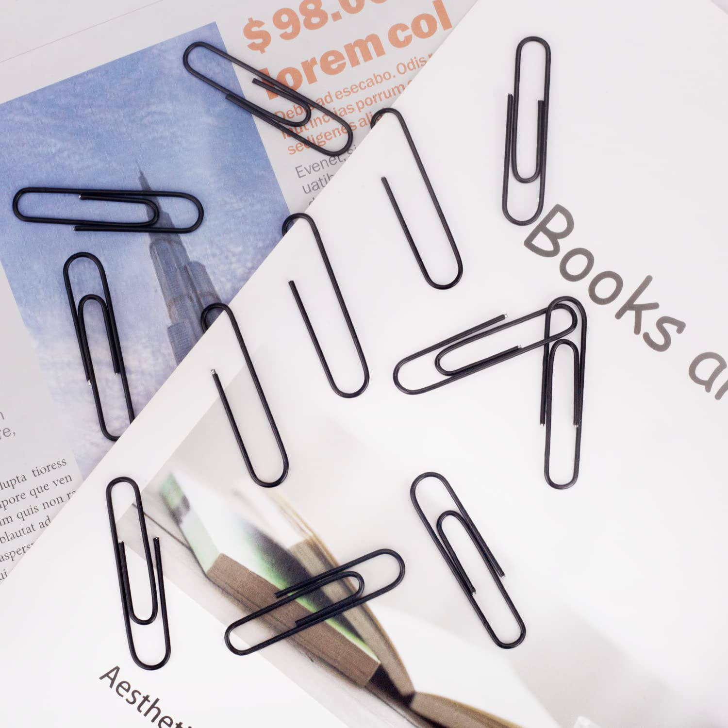 100 PCS Large Jumbo Black Coated Paper Clips - Smooth & Durable Office Supplies for School, Home & Office Organization (Perfect for Document Filing, Craft Projects & Paperwork Management)