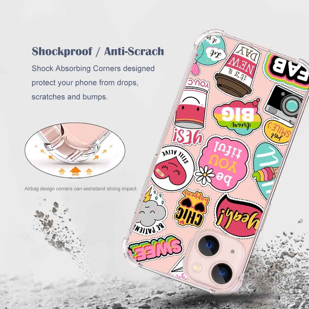 Cute Smile Heart iPhone 13 Case (6.1 inch) - Trendy Rainbow Love Art Design Soft TPU Bumper Cover with Multi-Colored Patterns | Perfect Gift for Valentine's Day, Anniversary or Everyday Use