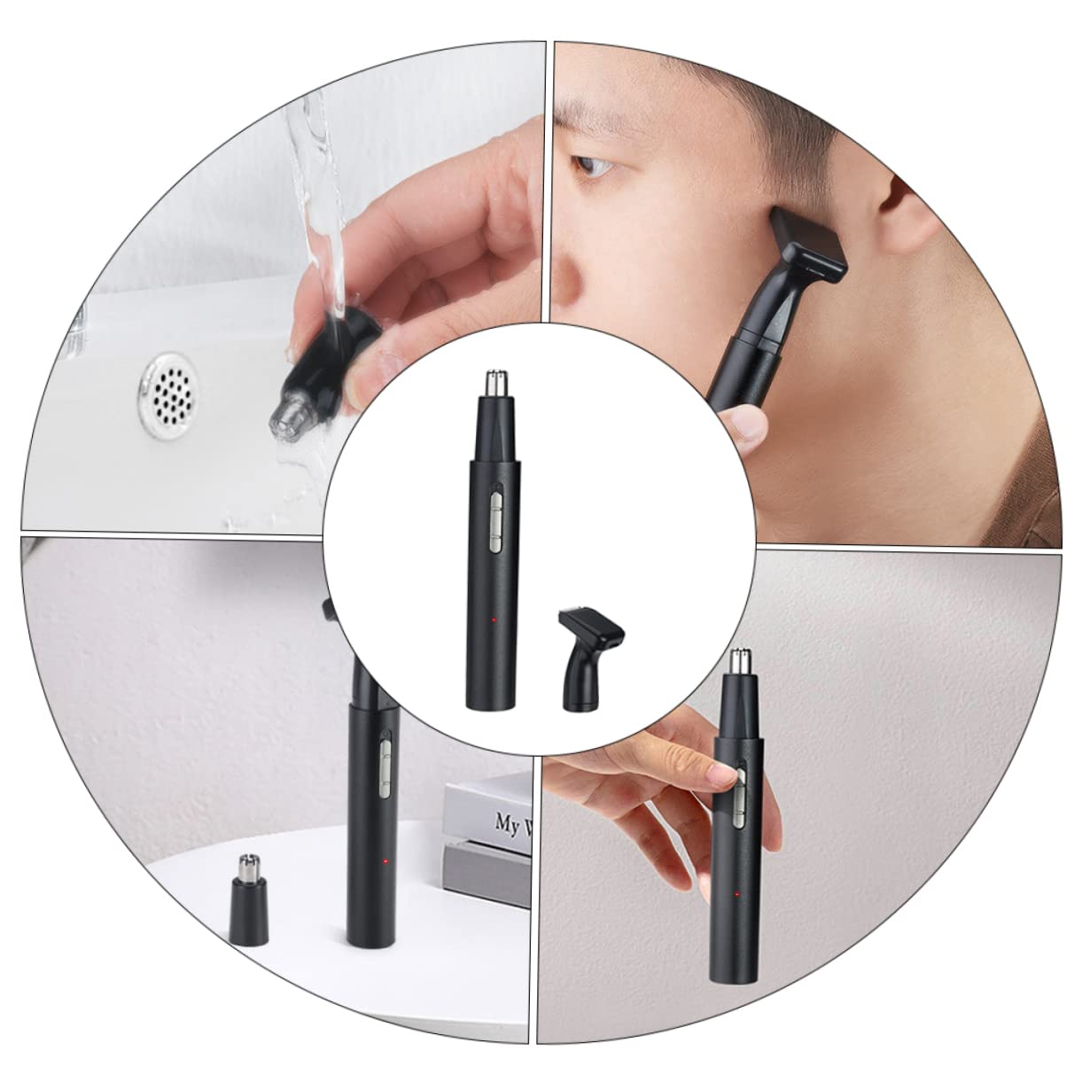 Professional Rechargeable Hair Trimmer & Clipper Set for Beard, Body, and Nose Hair Removal - Waterproof & Detachable Blades for Men's Grooming at Home or Travel