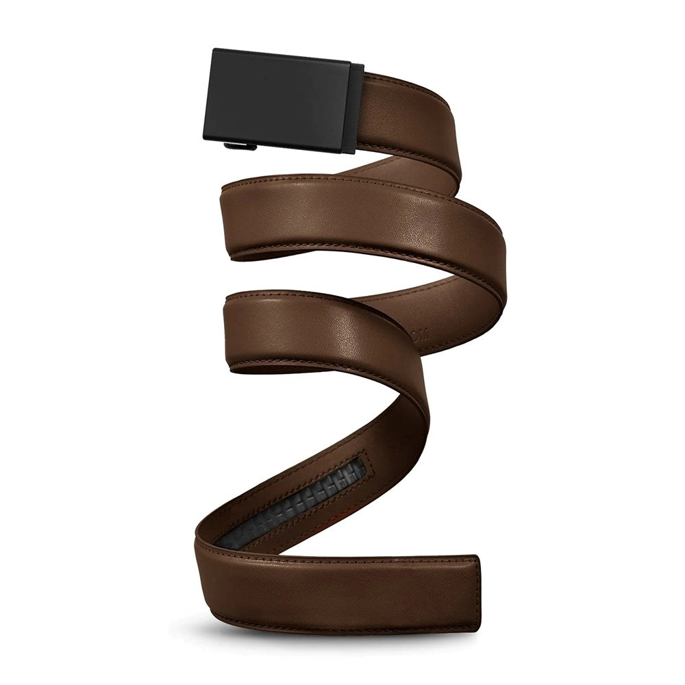 Mission Belt - 40mm Genuine Leather Belt with Polymer Buckle in Black & Mocha Brown | Adjustable No-Hole Design for Men | Perfect for Office, Casual Wear & Formal Occasions