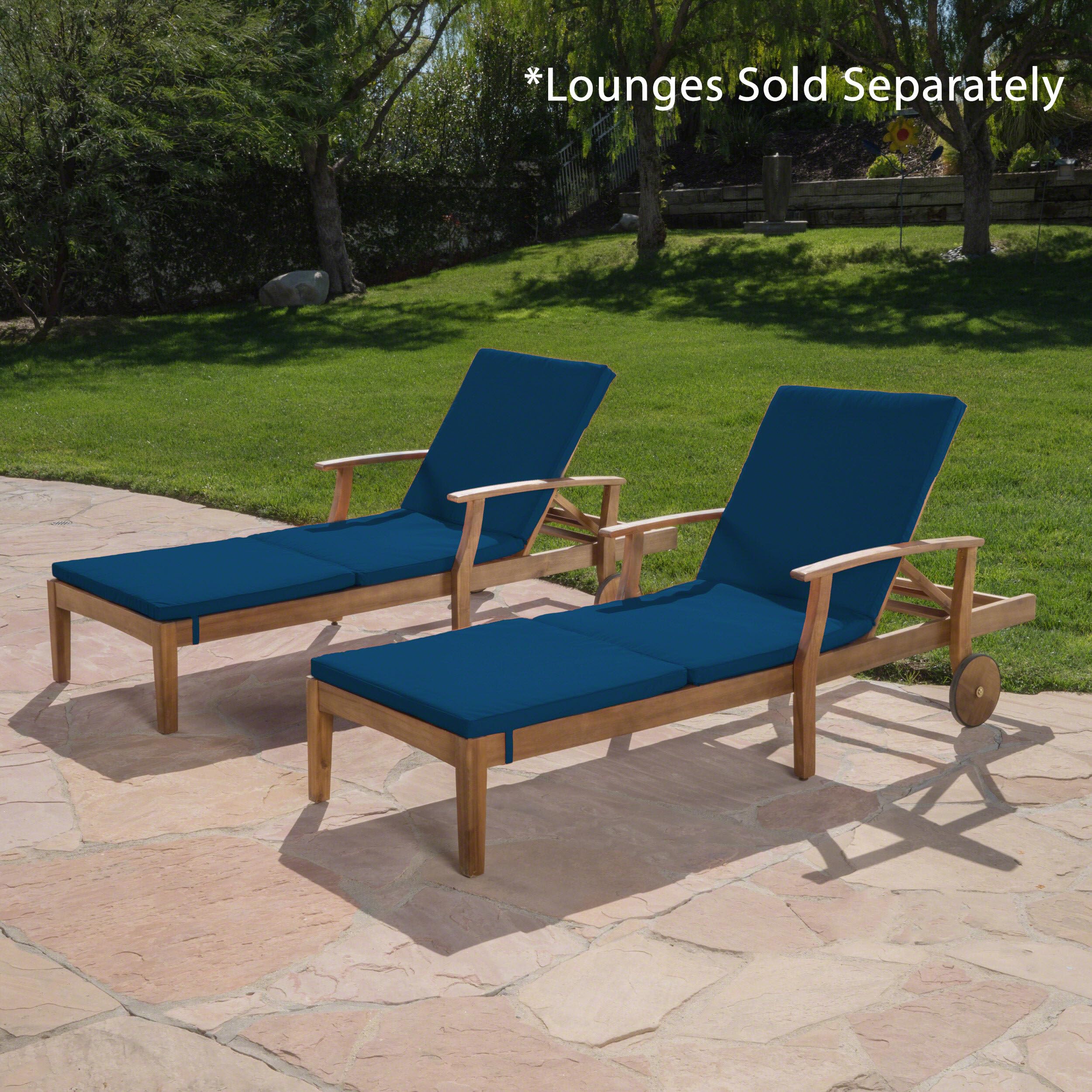 Christopher Knight Home Jamaica Outdoor Water Resistant Chaise Lounge Cushions - Blue Set of 2 - Weatherproof Patio Furniture Cushions for Poolside, Deck, and Backyard Relaxation