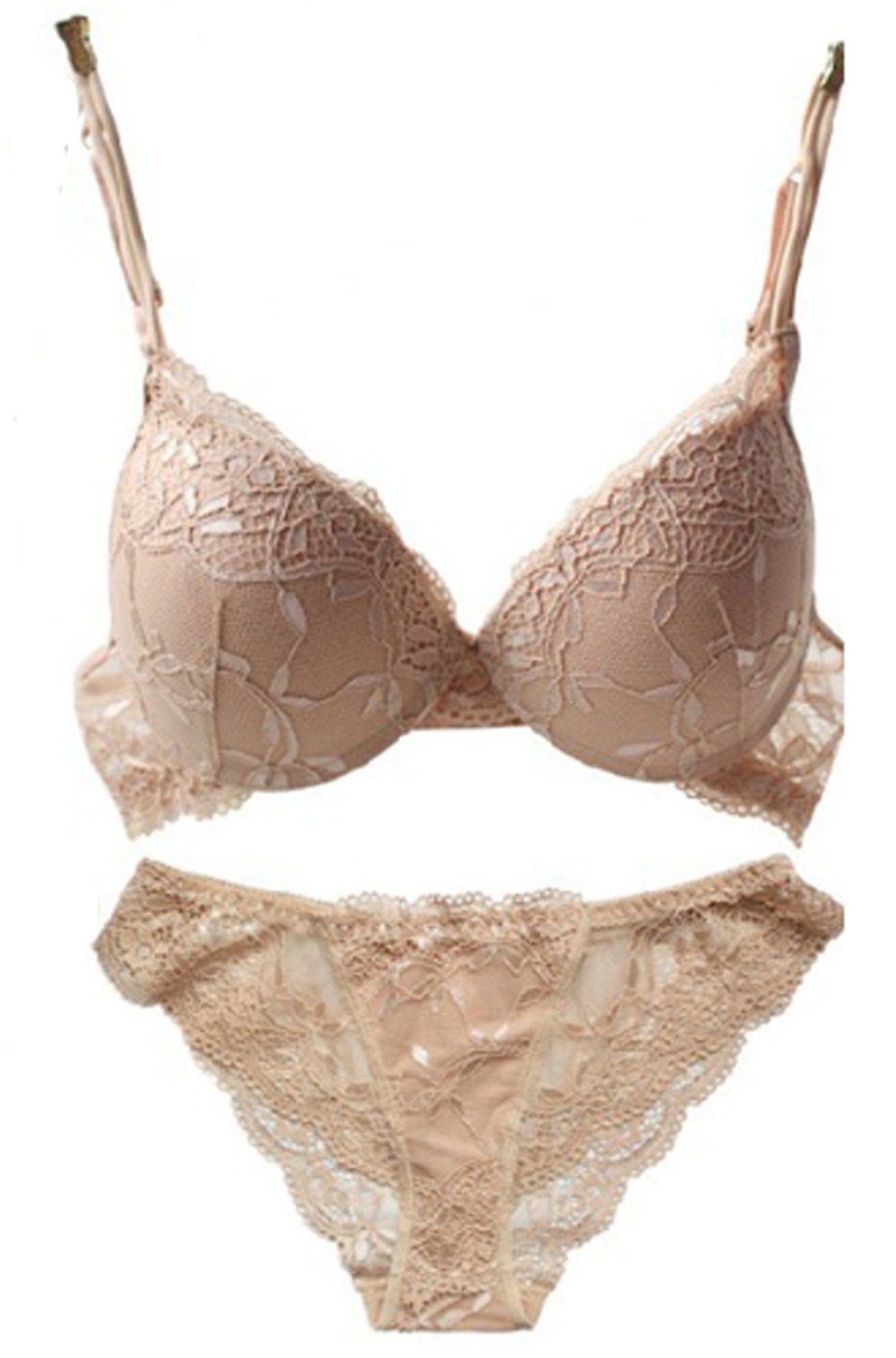 Lumiere Women's Lace Push Up Bra & Panty Set - Sexy Embroidery Lingerie for Date Night, Wedding, and Special Occasions
