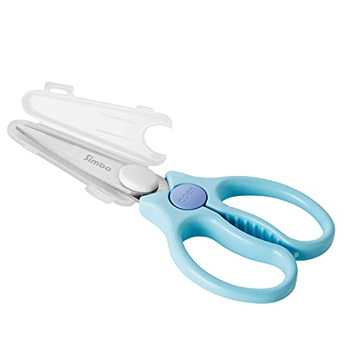 Premium Portable Safety Food Scissors - Blue | BPA-Free Kitchen Shears for Baby Food, Travel & Camping | Easy-to-Use Toddler Utensils for Cutting Fruits, Vegetables & Snacks