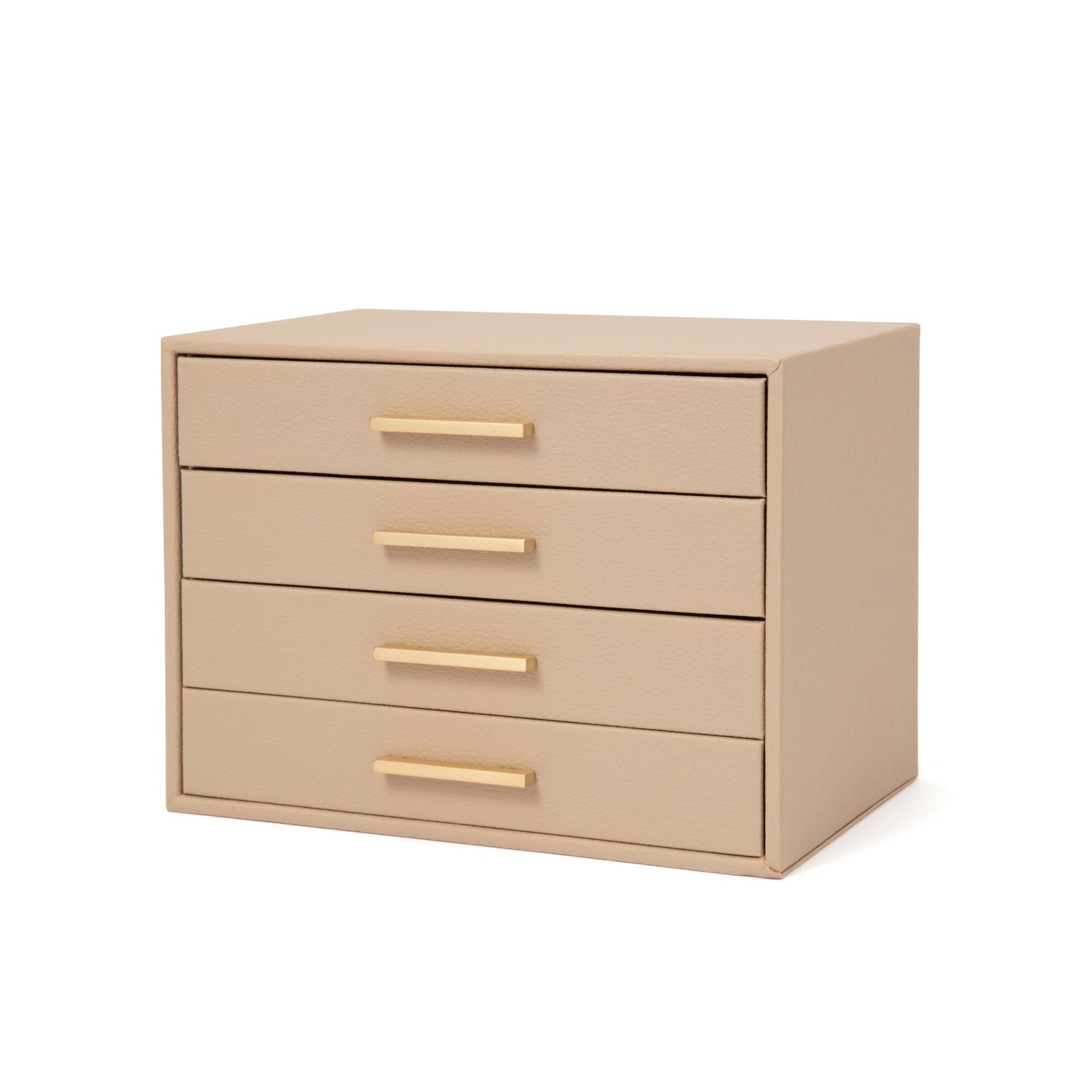 Elegant 4-Section Beige Jewelry Organizer Box for Necklaces, Rings & Earrings - Perfect for Bedroom Vanity, Travel & Gift Giving