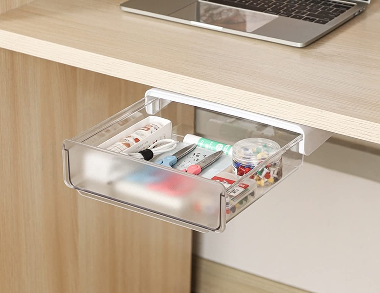 COLINCH Under Desk Storage Drawer - Large White Office Organizer for Pencils, Supplies & Stationery | Perfect for Small Workspace & Home Office Organization