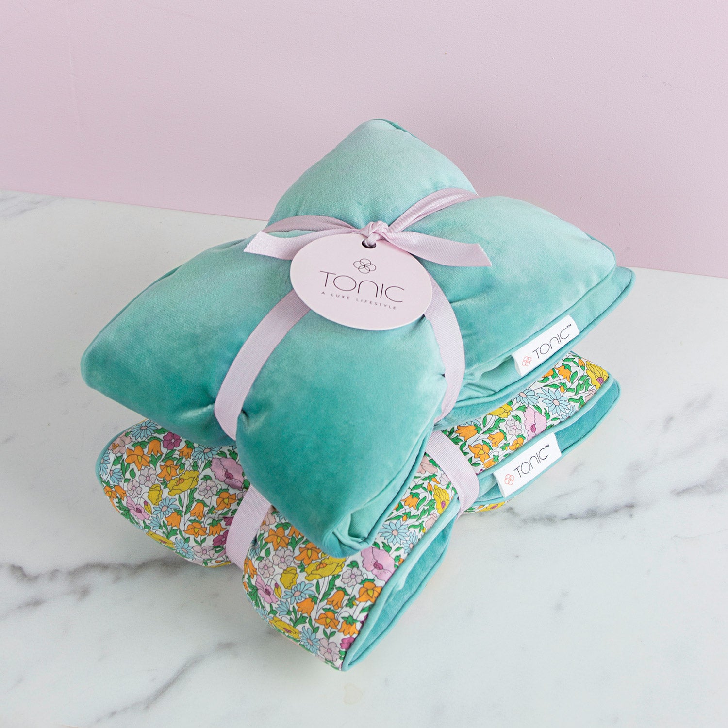 Luxe Velvet Heat Pillow - Soothing Warmth for Neck & Back Pain Relief - Perfect for Relaxation, Yoga, and Stress Relief - Seafoam Green