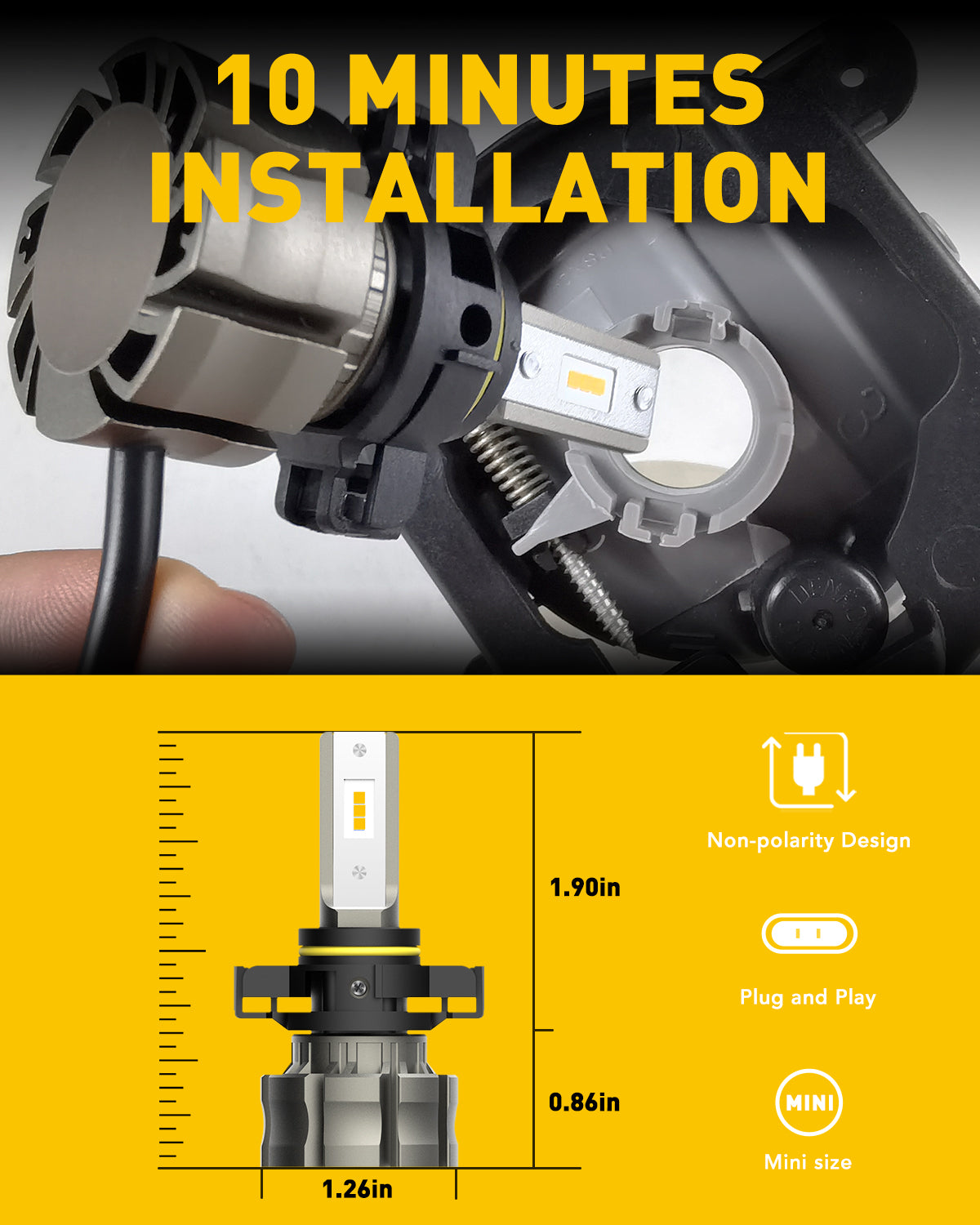 AUXITO 5202 LED Fog Light Bulbs - 3000K Amber Yellow, 6000 Lumens, Plug & Play - Perfect for Off-Roading, Truck & SUV Fog Lights in Rain & Snow