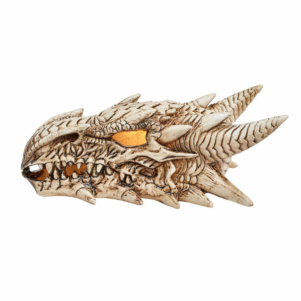 LED Dragon Skull Statue - Glowing Halloween Decor, Gothic Home Decor, Unique Fantasy Collectible for Parties, Gaming Rooms & D&D Themed Events
